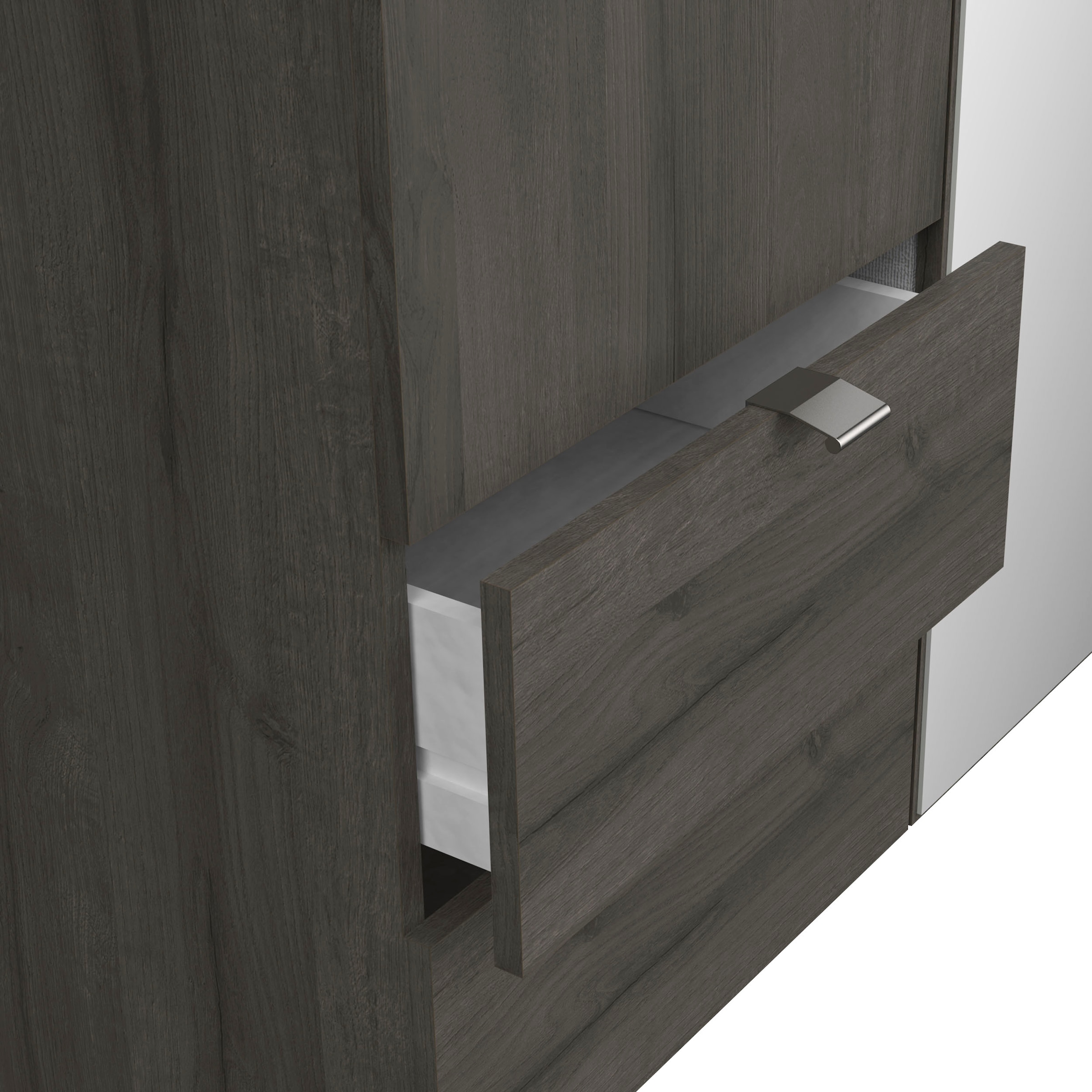 Demeyere GROUP Kleiderschrank »Mellie, mit Spiegel und 2 Schubladen, 3 Regale, 2 Kleiderstangen«, (H/B/ T ca. 191/134/52cm), maximaler Stauraum, Made in France