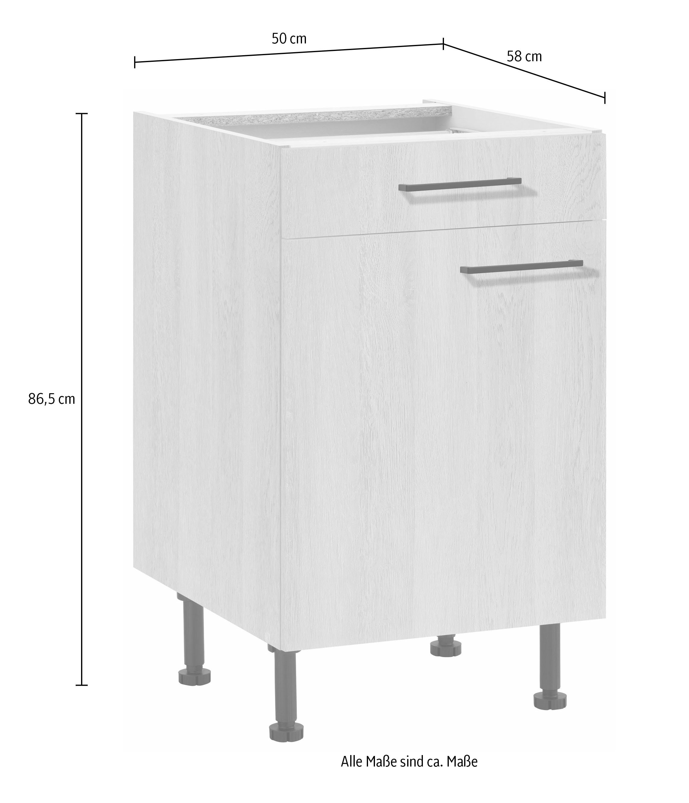 wiho Küchen Unterschrank »Nisos« 50 cm breit, Soft-Close in Schubkästen, verstellbare Füße, ohne Platte