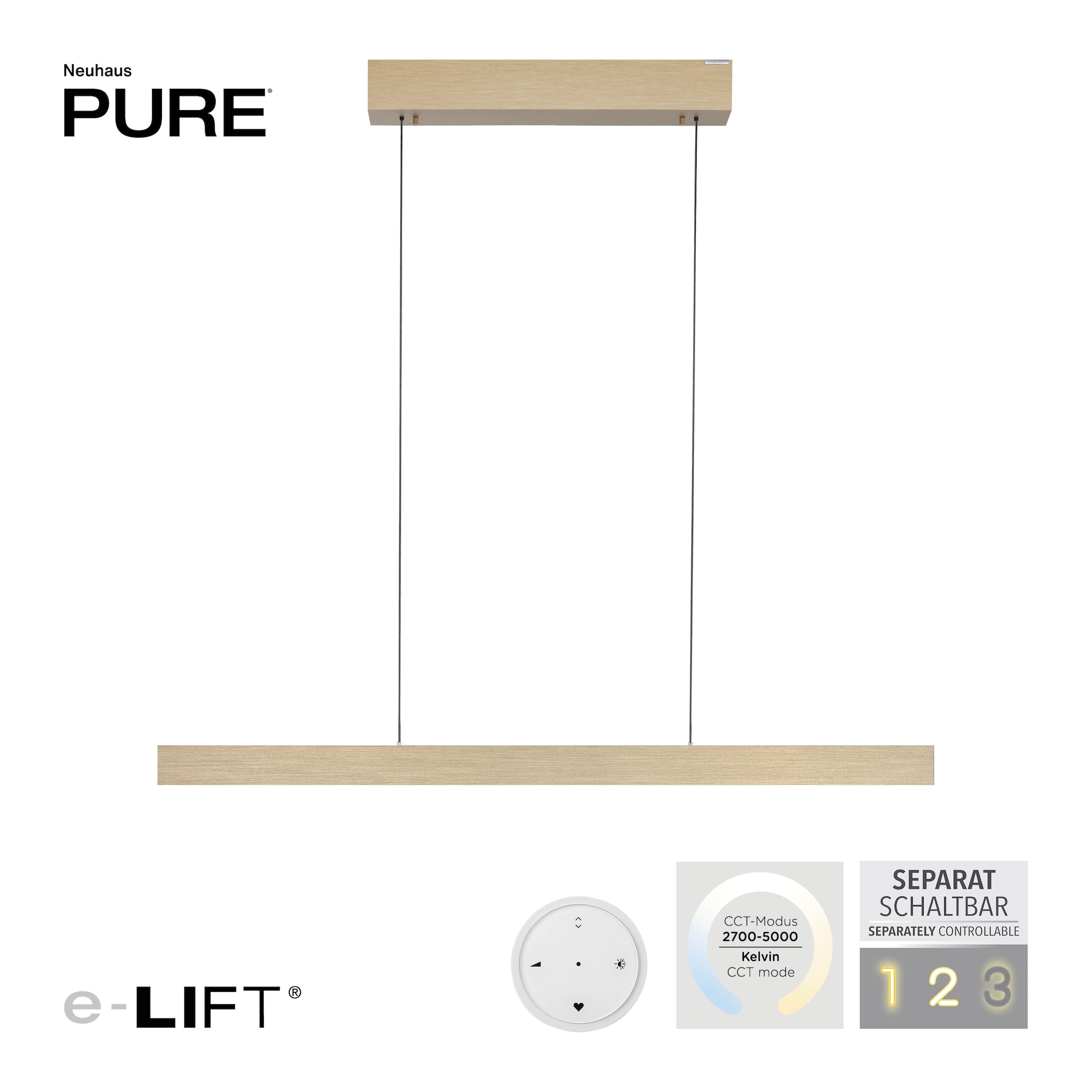 Neuhaus PURE LED Pendelleuchte »PURE E-Motion« LED-Board 1 Stk. warmweiß - kaltweiß e-LIFT® Funktion, CCT, dimmbar, Up-&Downlight