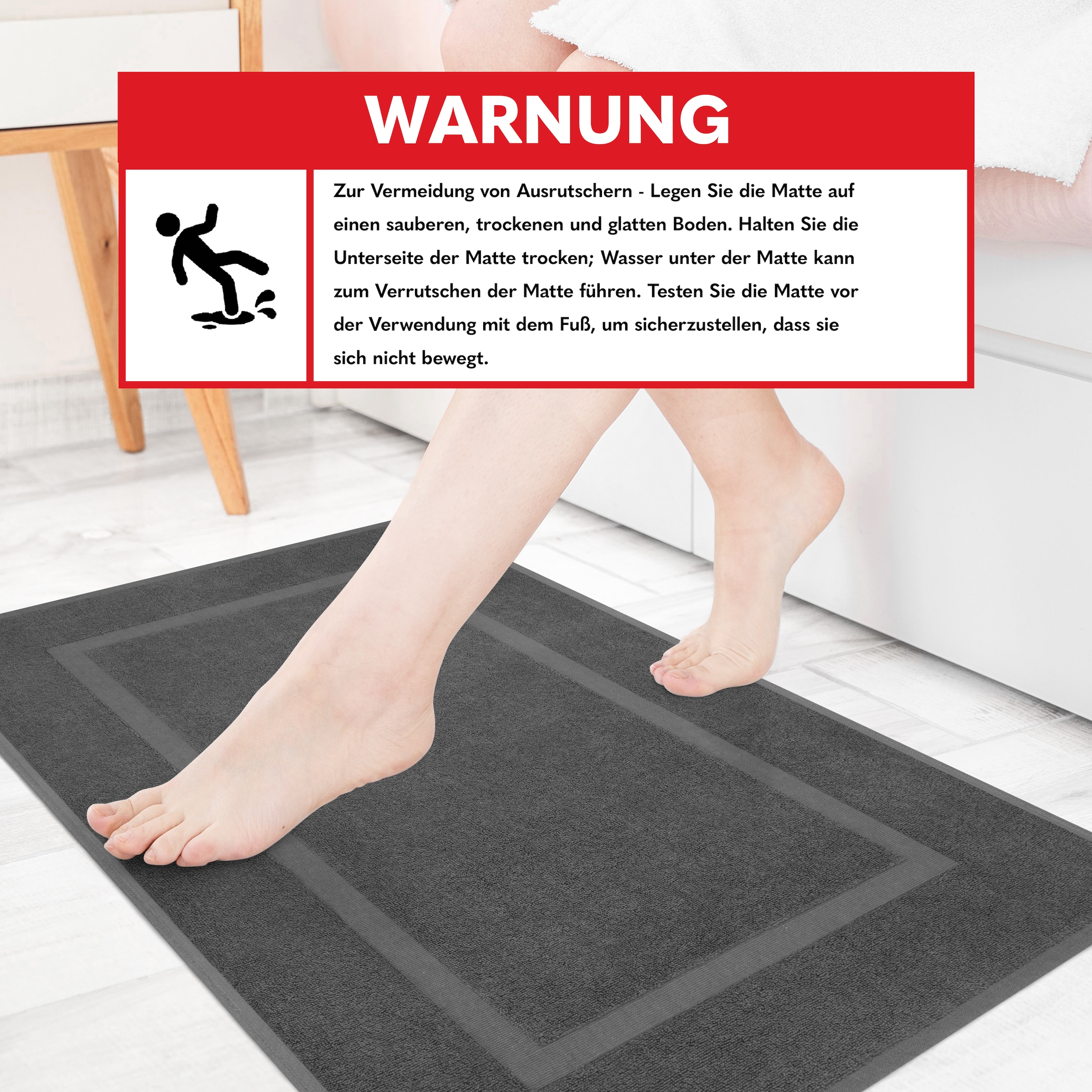 HAMMETEX Badematte »Hotelmatte, Duschvorleger« Höhe 5 mm rutschhemmend beschichtet beidseitig nutzbar 2-teiliges Set, einfarbig, 100% Baumwolle