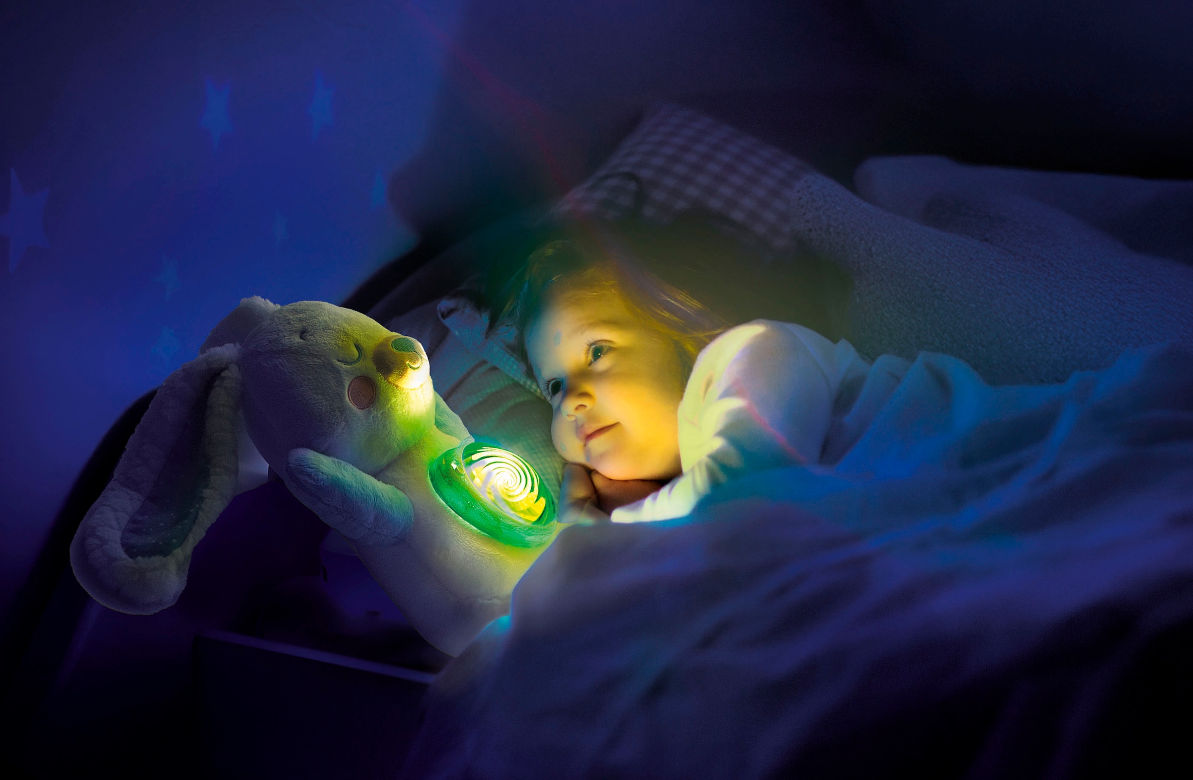 Clementoni® Plüschfigur »Baby Clementoni, Schneehase mit Nordlicht-Projektion« mit Licht und Sound; Made in Europe