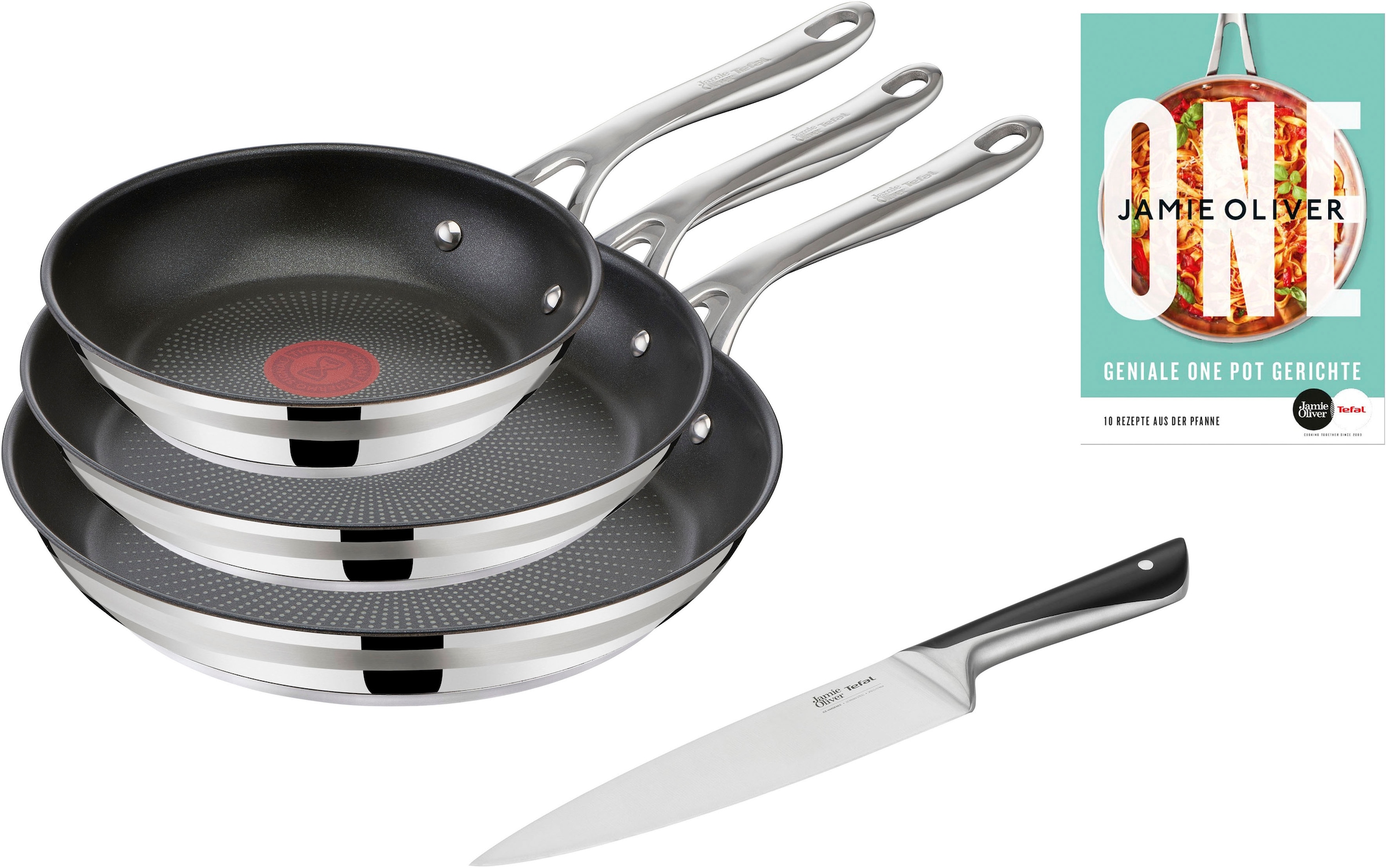 Pfannen-Set »Jamie Oliver Cook Smart«, Edelstahl 18/10, (Set, je 1 Pfanne 20/24/28 cm,...