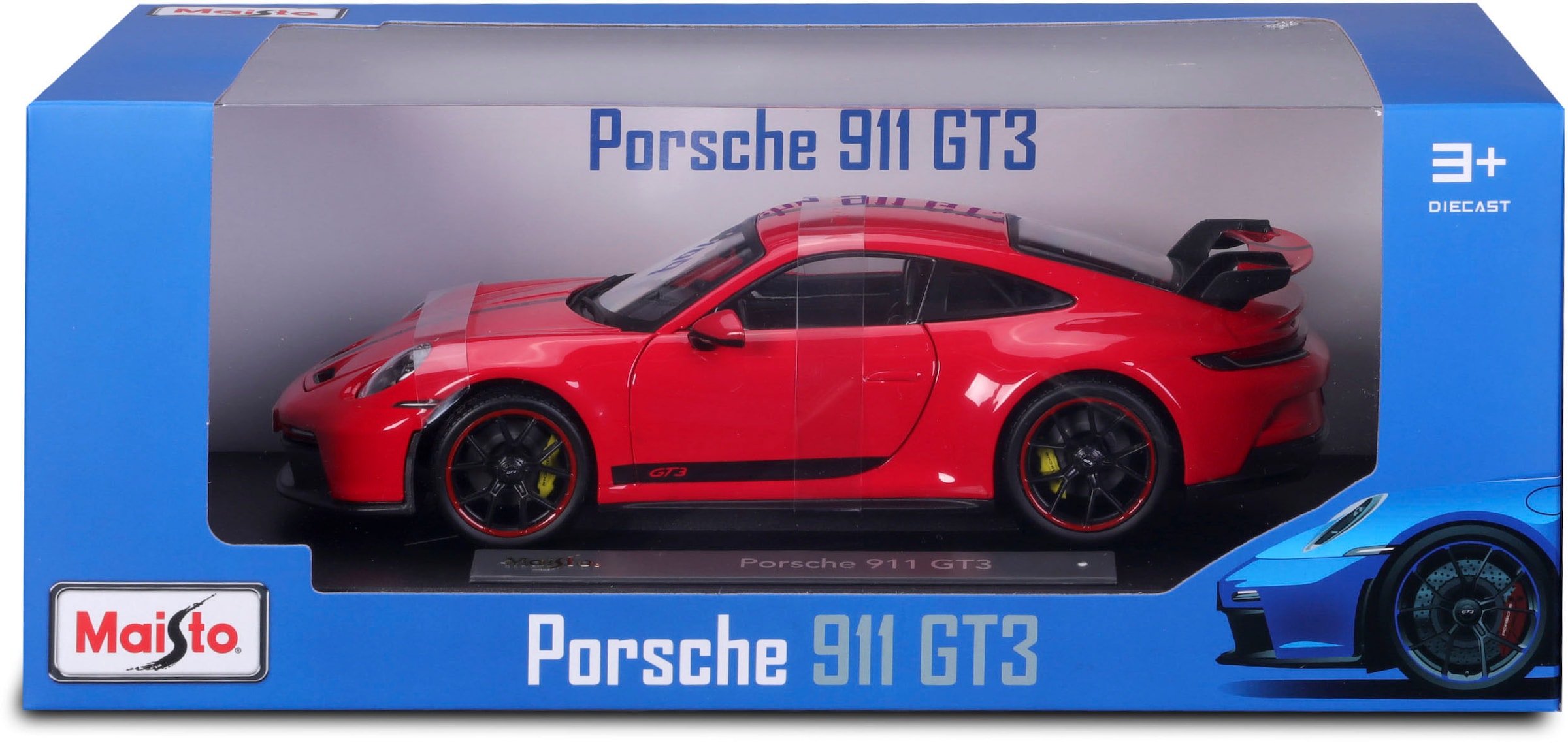 Maisto® Sammlerauto »Porsche 911 GT3, ´23, rot mit Streifen«, 1:18