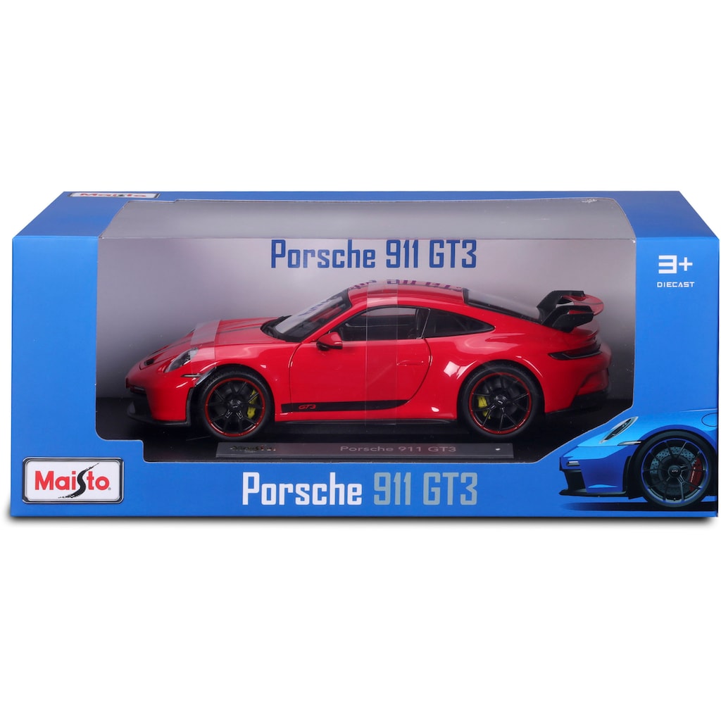 Maisto® Sammlerauto »Porsche 911 GT3, ´23, rot mit Streifen«, 1:18