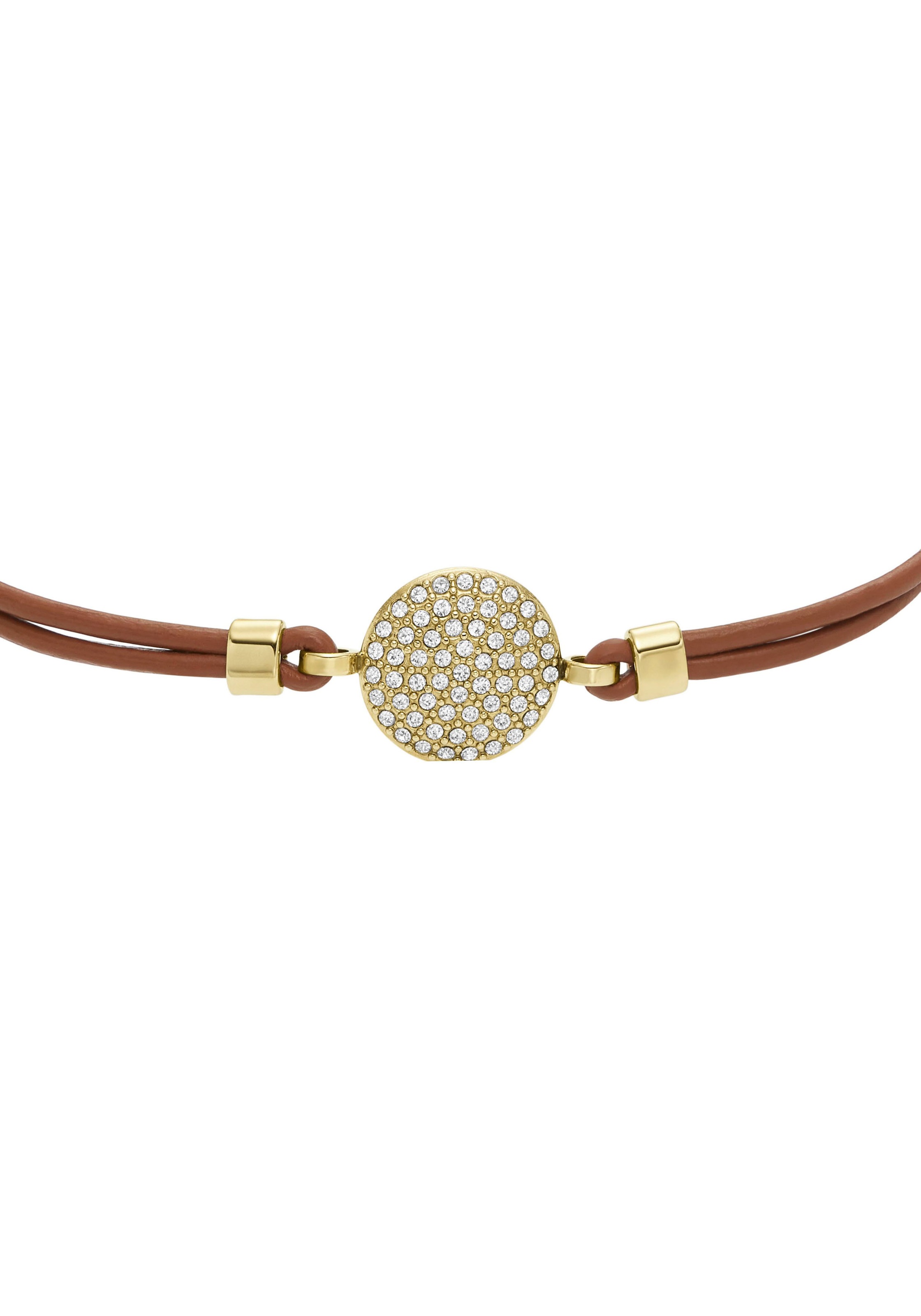 Fossil Armband »SADIE GLITZ DISC, JF04545710«, mit Glassteinen