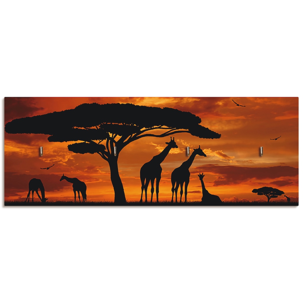 Artland Hakenleiste »Herde von Giraffen im Sonnenuntergang«