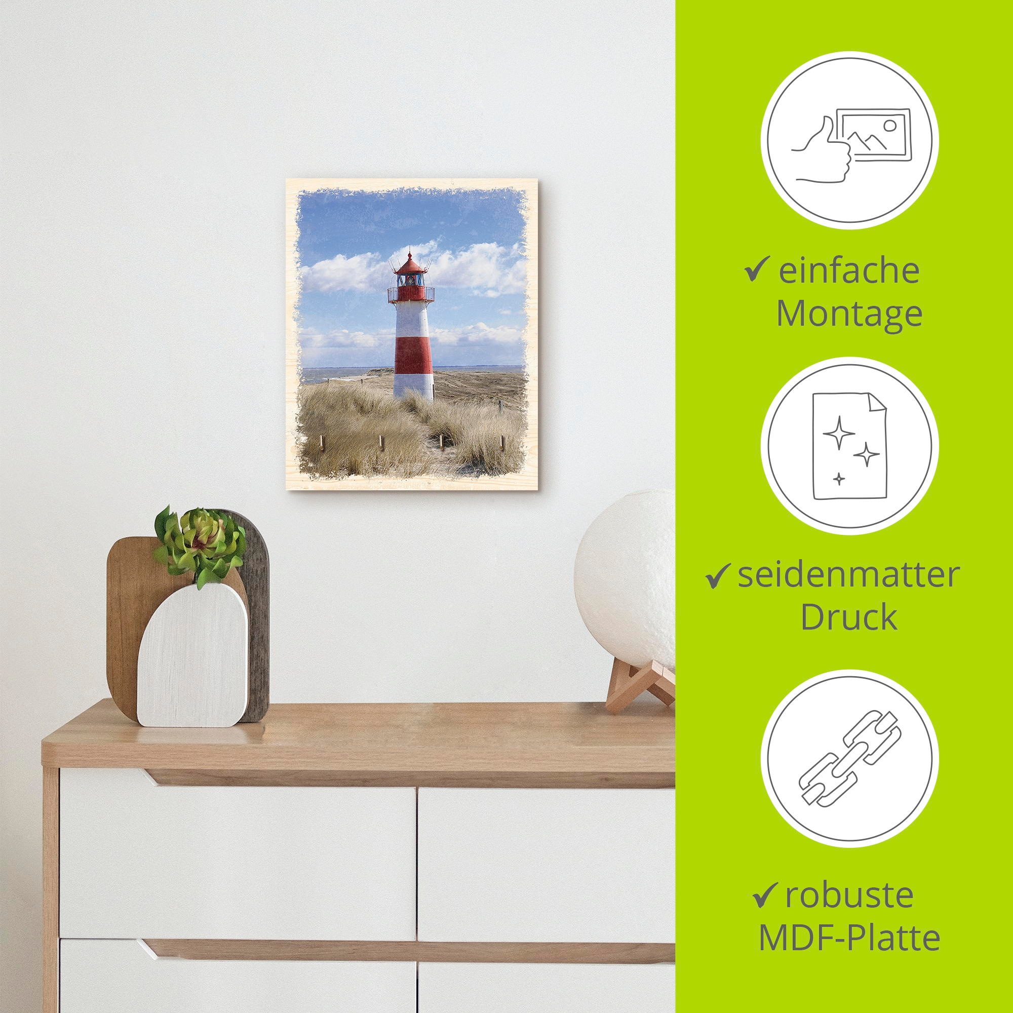 Artland Hakenleiste »Leuchtturm Sylt«, MDF