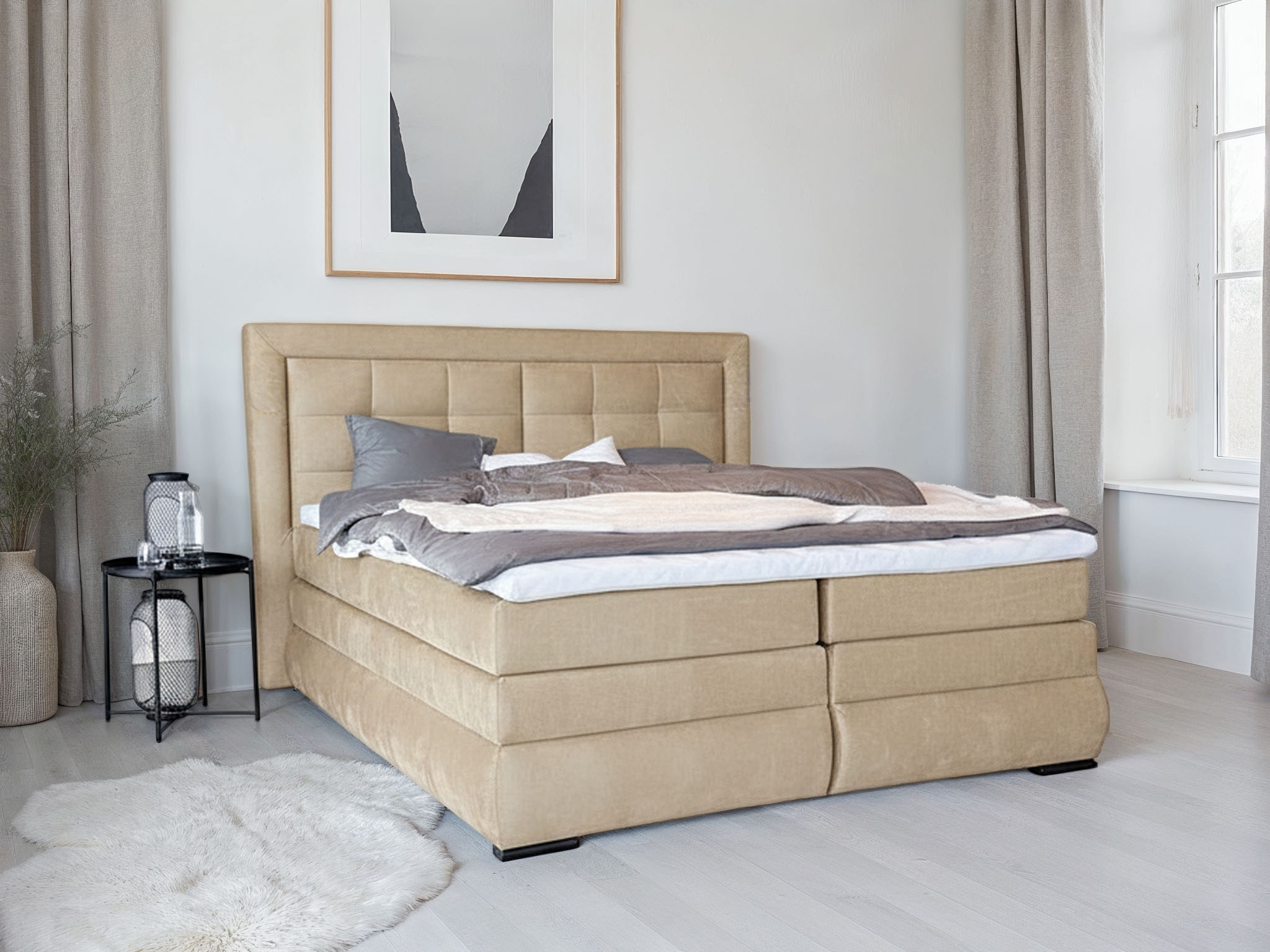 OTTO home Boxspringbett »MIVVA inkl. Bettkasten & Topper, Komfortliegehöhe: 67cm, Breite: 180cm« in H3, H4 oder Hmix H3/H4, wahlweise mit oder ohne LED-Leuchten