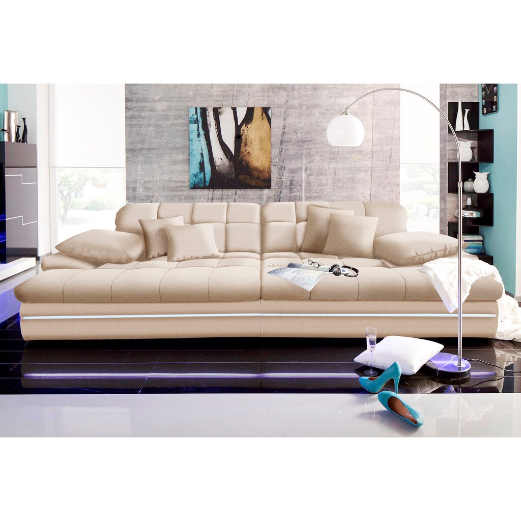 Mr. Couch Big-Sofa »Biarritz«, wahlweise mit Kaltschaum (140kg Belastung/Sitz) und RGB-LED-Beleuchtung