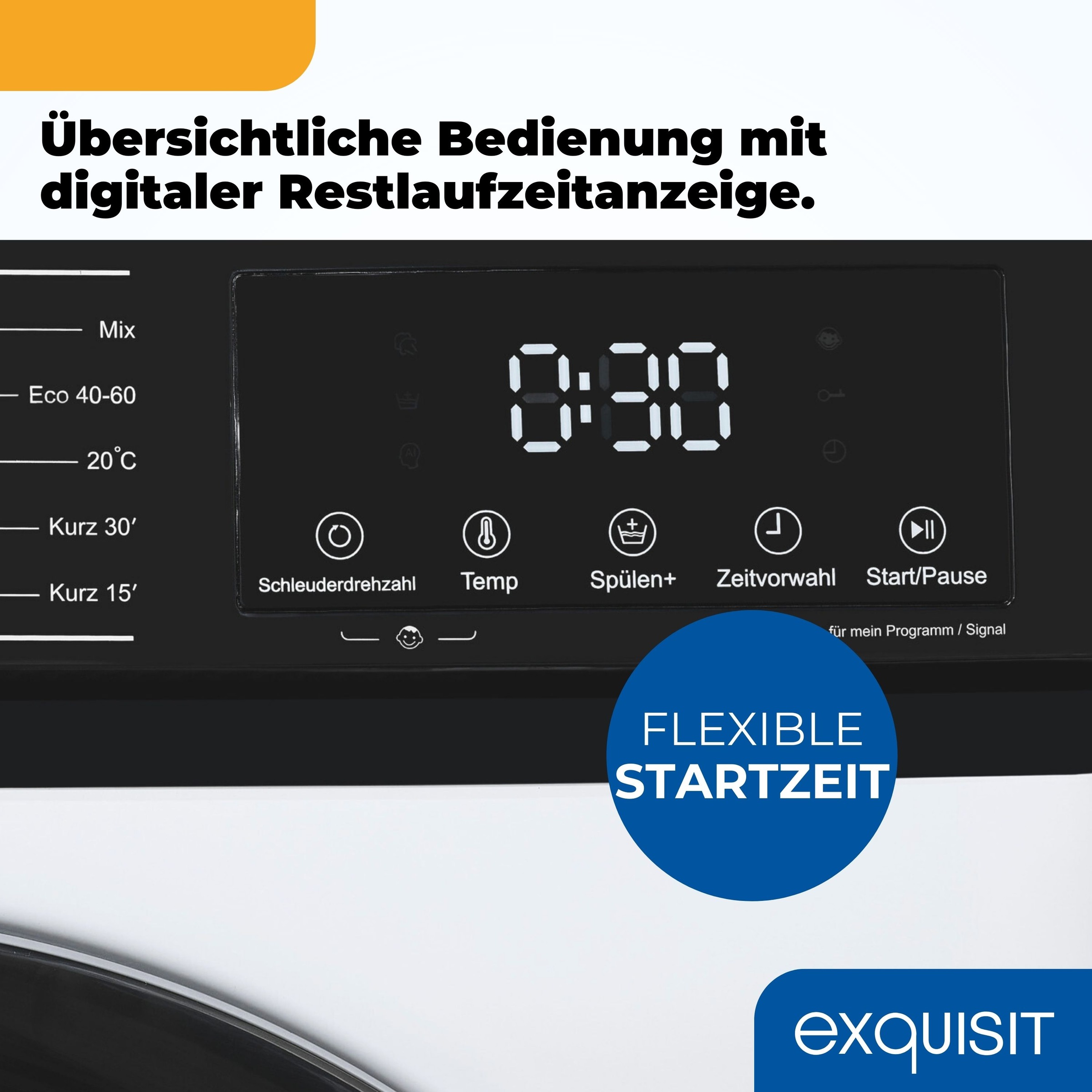 exquisit Waschmaschine »WA6312-370A weiss«, 6 kg, 11 Programme, Restlaufzeitanzeige, Kindersicheruing