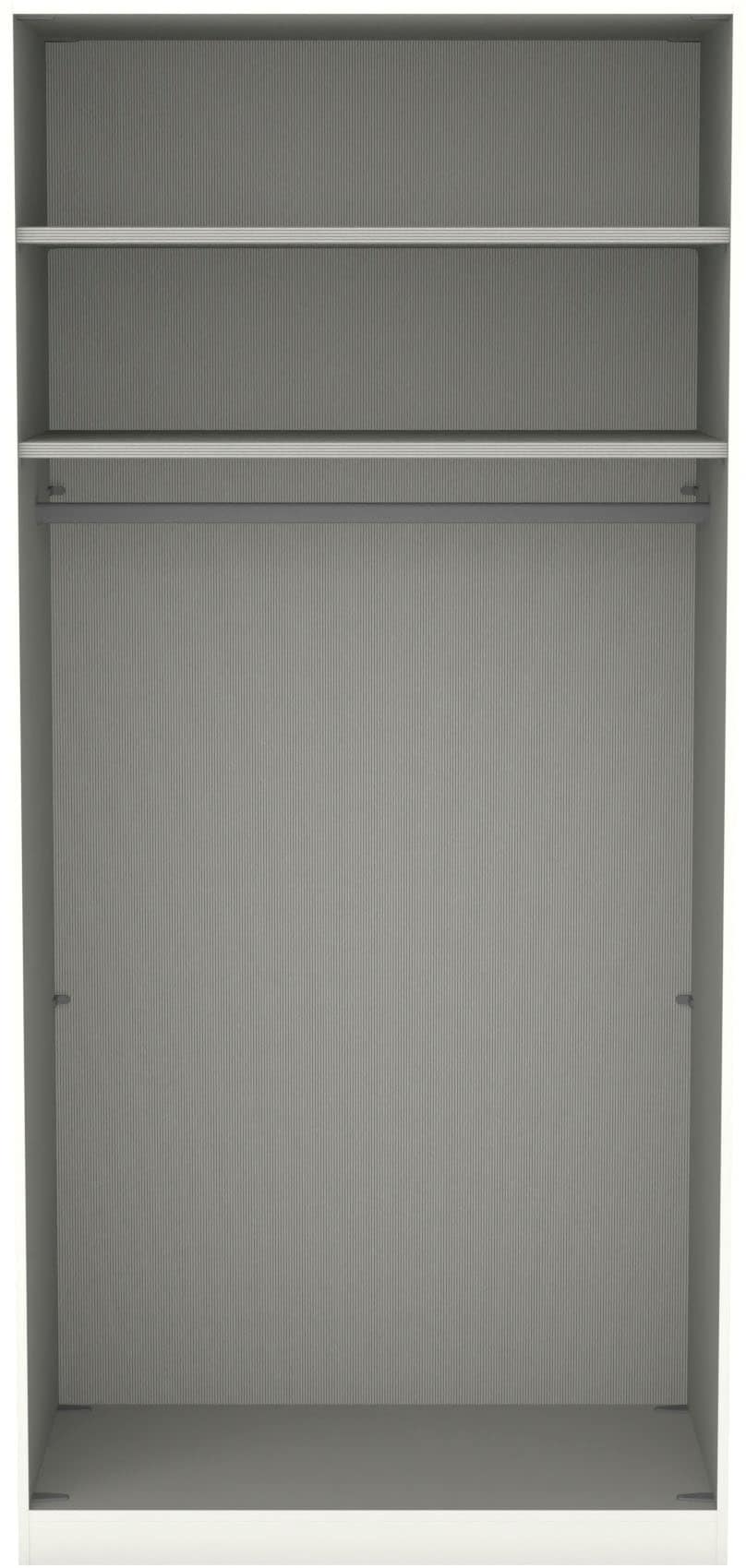 Musterring Drehtürenschrank »San Diego, Kleiderschrank, Schrank, Garderobe, mit Spiegel« weiß, Türen gedämpft,2 Höhen, mehrere Breiten, MADE IN GERMANY, 1 Stk. tlg. 2-türig (gedämpft), 2 Böden, 1 Kleiderstange, Chromgriffe