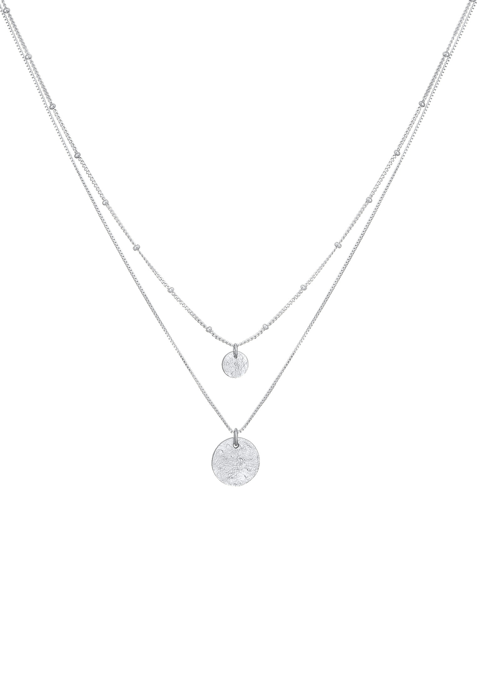 Elli Silberkette »Halskette Basic Layer Kugelkette Plättchen 925 Silber«