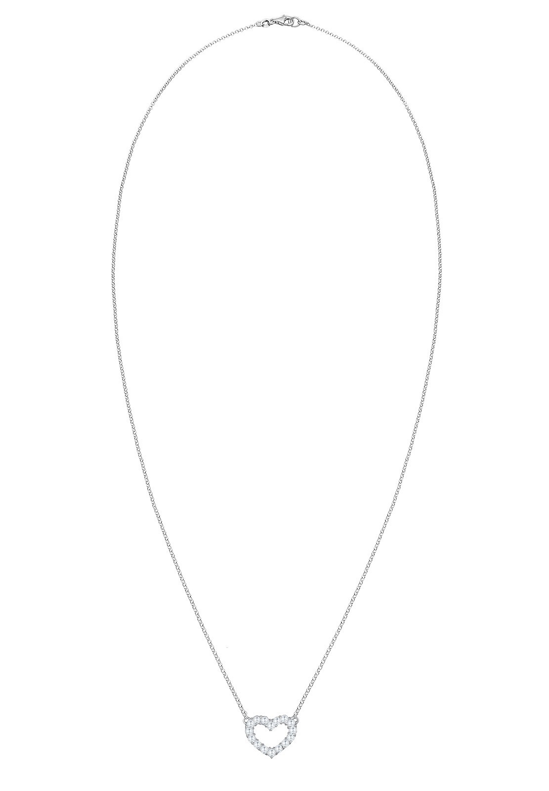Elli Silberkette »Halskette Herz Zirkonia Weiß 925 Sterling Silber«