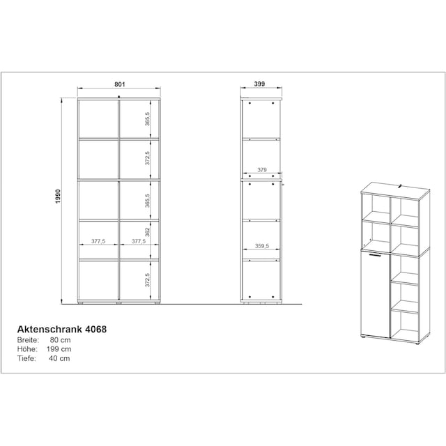 UNIVERSAL Sideboard integriertem Aktenschränken Büro-Set GERMANIA online | zwei bestellen (3 inkl. »Fenton«, und Schreibtisch mit St.),