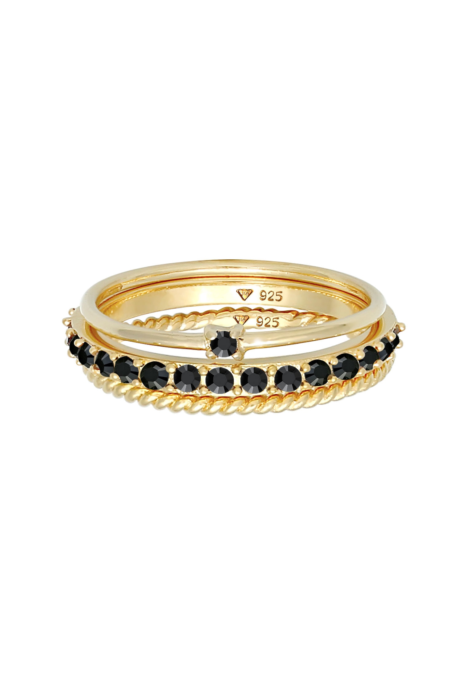 Elli Ring-Set »Ring Stapelring Kristalle 3er Set 925 Silber«