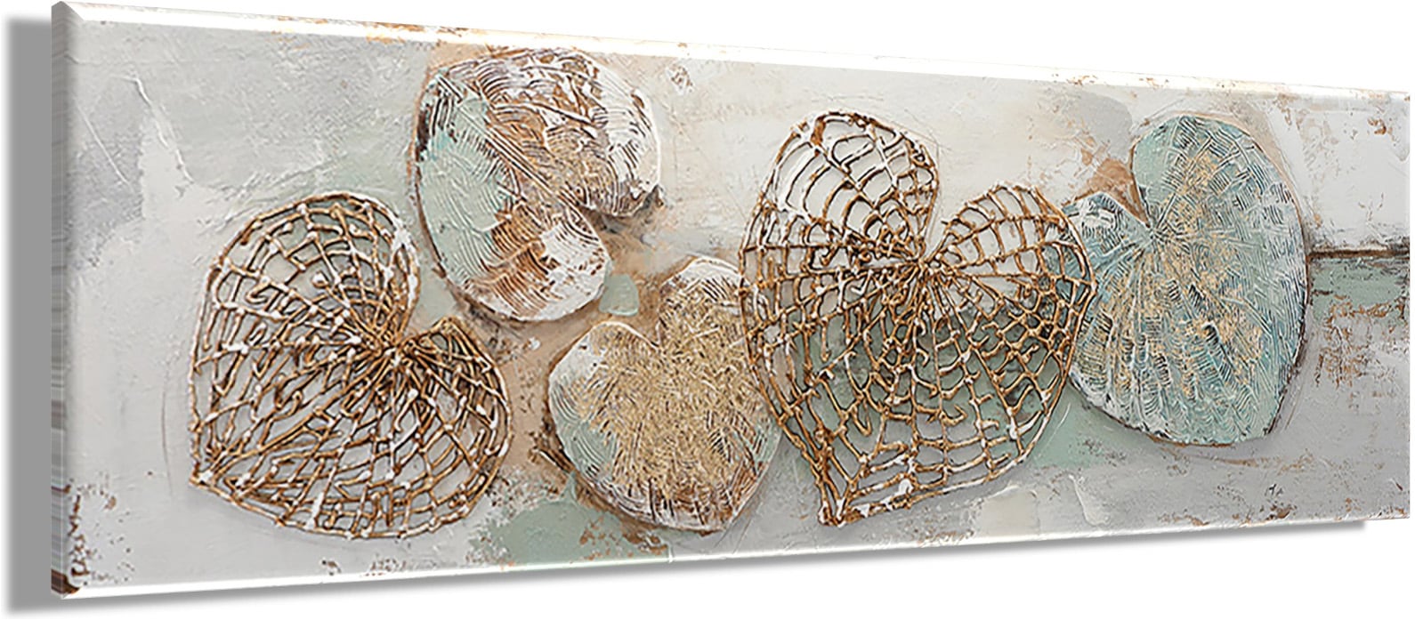Bönninghoff Ölgemälde »handarbeit HERZEN 40x120 cm – Wandbild Kunst Deko modern« Abstrakt | Blätter | Blätterbilder | Formen | Kunst | Symbole 1 Stk. tlg. handgefertigt, jedes Bild ein Unikat