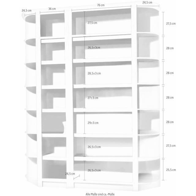 Home affaire Regal »Soeren«, (4-tlg), Höhe 220 cm, Tiefe 29 cm, stilvolles  Design, massiver Kiefer auf Raten bestellen