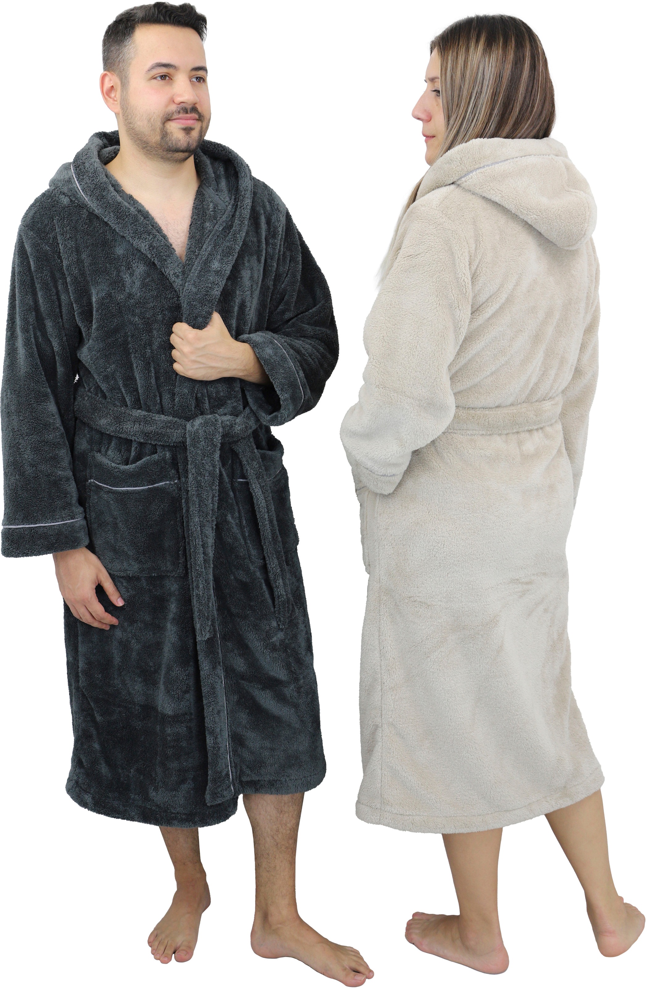 my home Unisex-Bademantel »Lillou, ideal für Sauna & Spa, Hotelbademantel, Morgenmantel«, (1 St.), kuschelig weicher Fleece, für Damen und Herren, XS-3XL