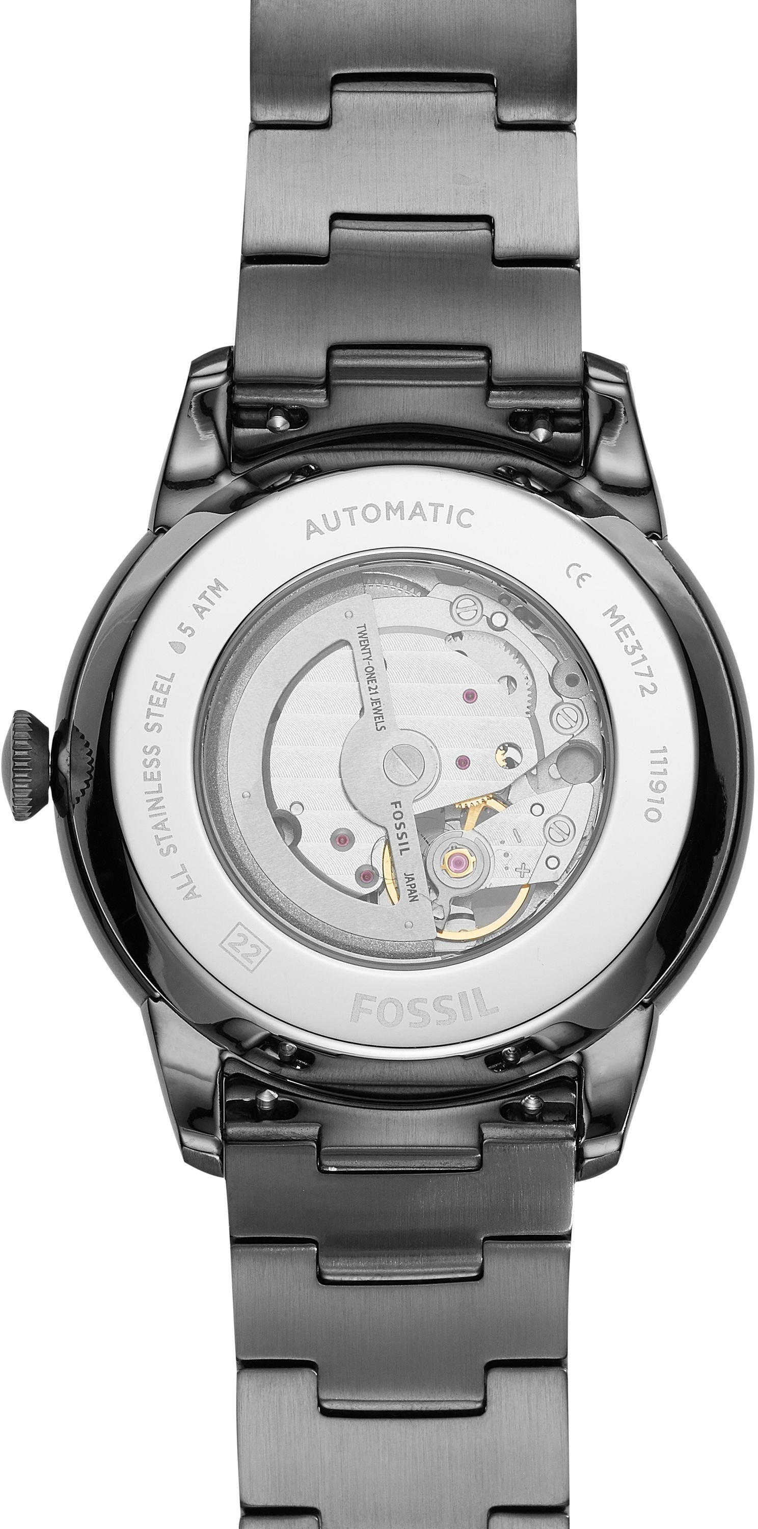 Fossil Automatikuhr »TOWNSMAN Automatic«, Armbanduhr, Herrenuhr, mechanische Uhr, Edelstahlarmband