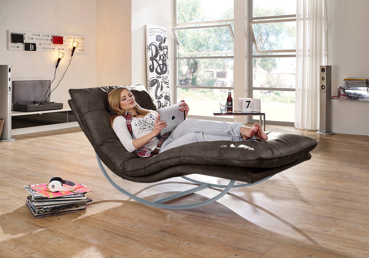 W.SCHILLIG Relaxliege »daily dreams«, in Waffelkissen-Optik, Schaukelgestell silber matt, in 2 Breiten