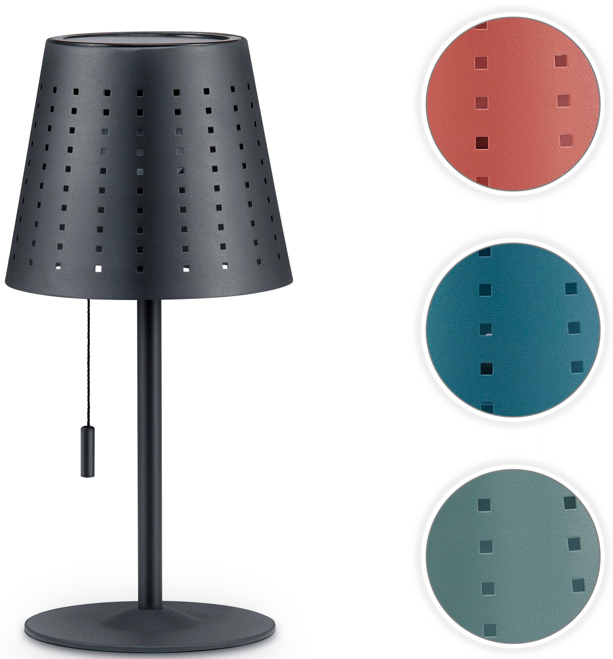Paco Home Tischleuchte »LARA«, Outdoor LED Akku Metall Aufladbar Zugschalter Kabellos