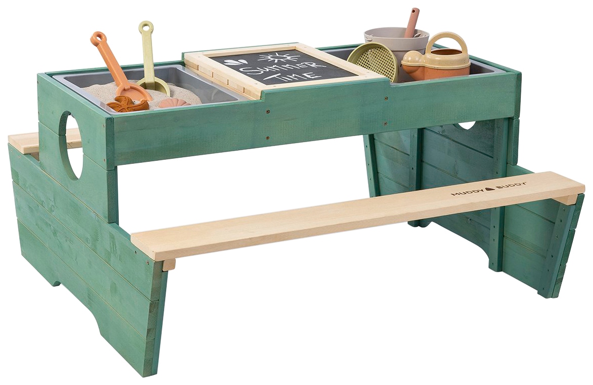 MUDDY BUDDY® Garten-Kindersitzgruppe »Creator«, Outdoor Spieltisch, natur - salbei; FSC® - schützt Wald - weltweit