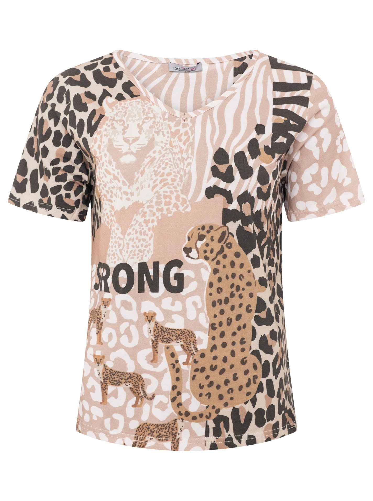 Zwillingsherz T-Shirt »"Strong"« Mustermix mit Leopard, Rundhals, kurzarm