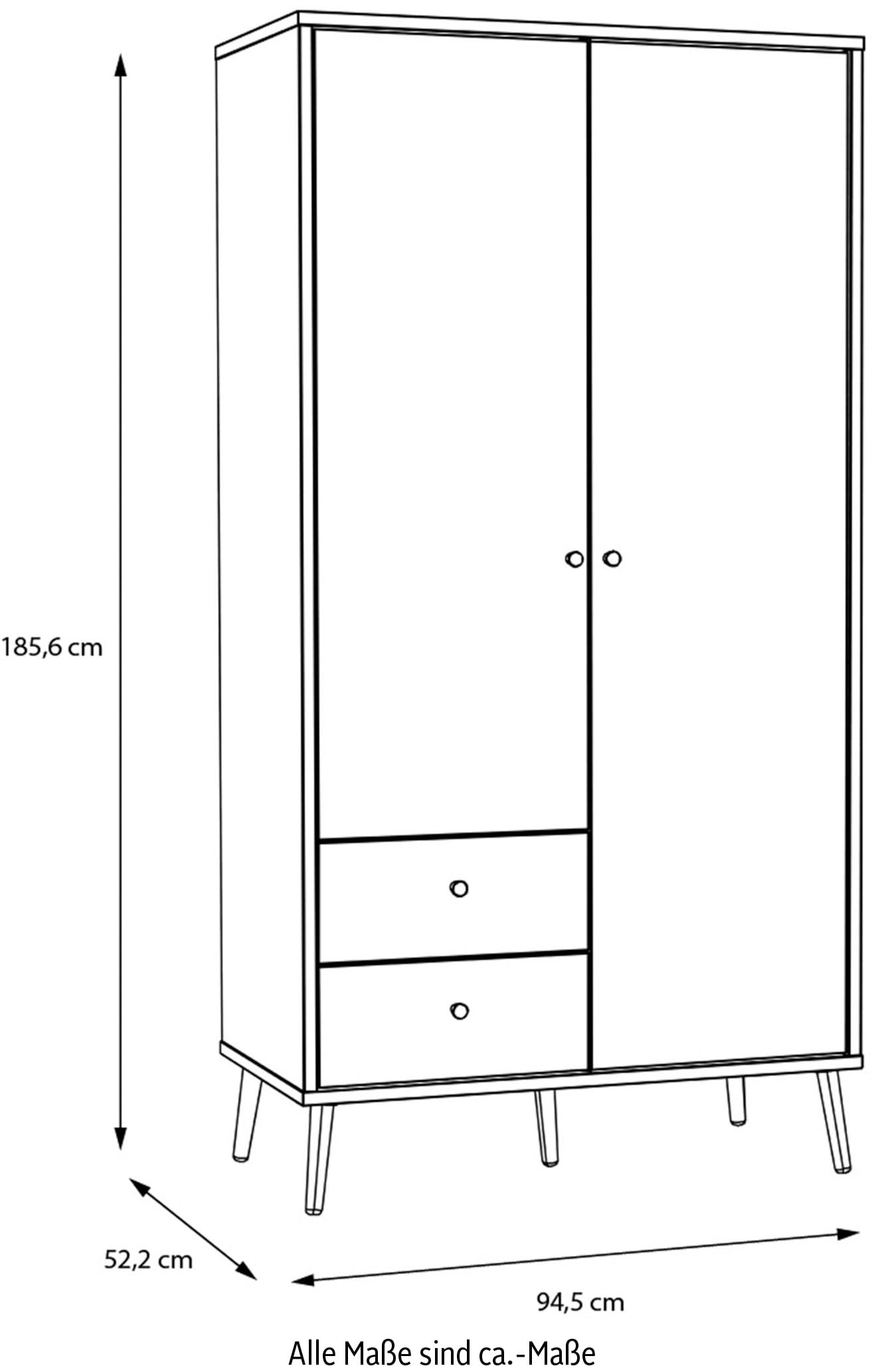 FORTE Kleiderschrank, Salbei, Drehtürenschrank, Stauraum