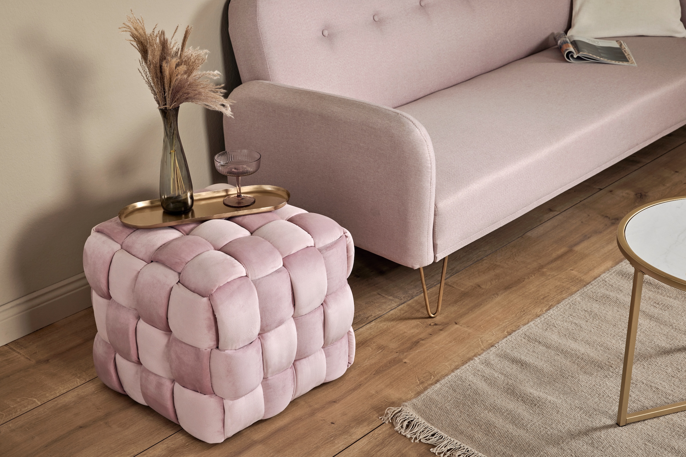 Jahnke »WEB ART S« Hocker, Couchtisch, Beistelltisch gepolstert in edler Flechtoptik