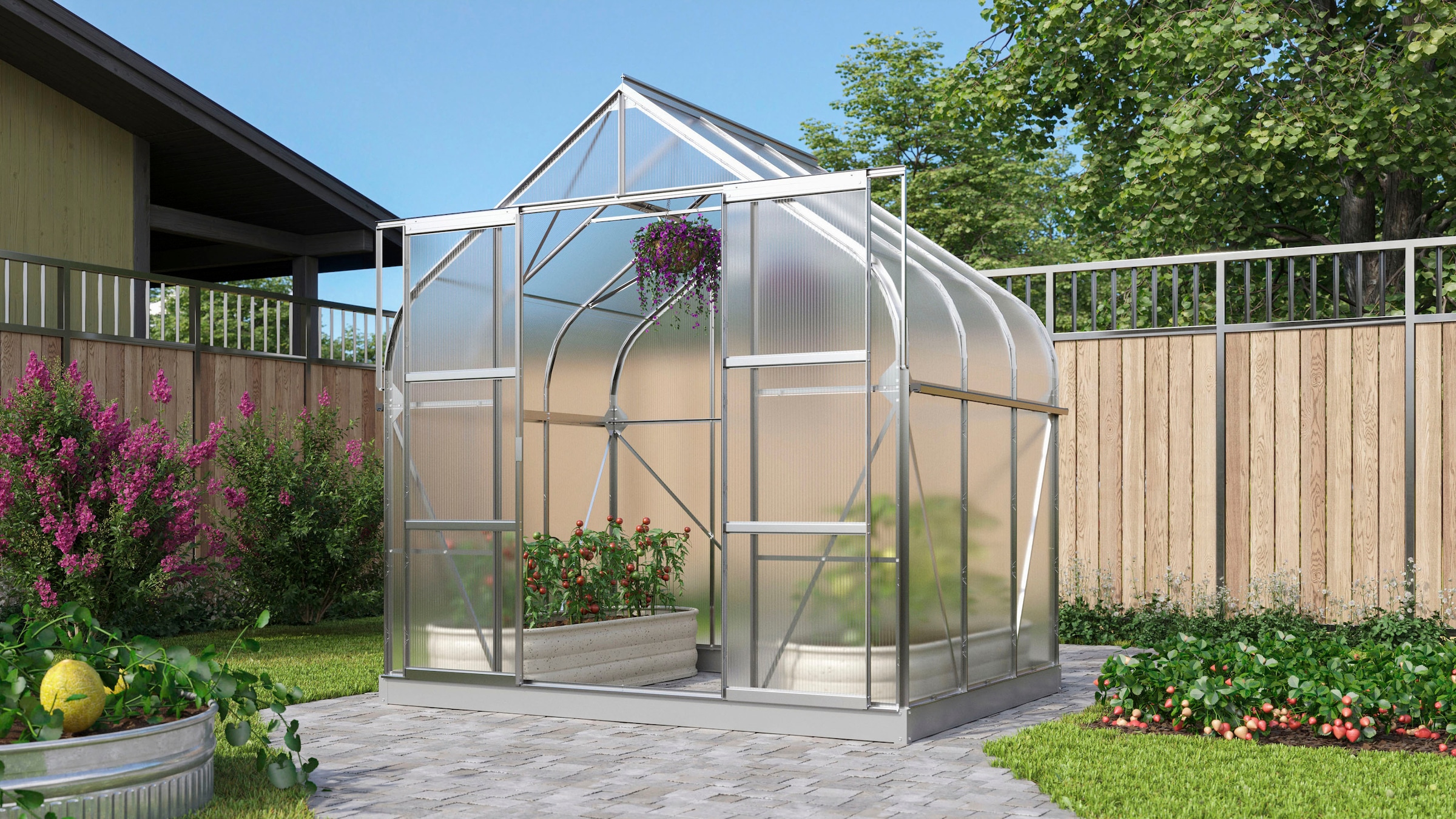 Vitavia Gewächshaus »Dione 5000« Alu-Profile, Stahlfundamentrahmen, 4 mm Hohlkammerplatten