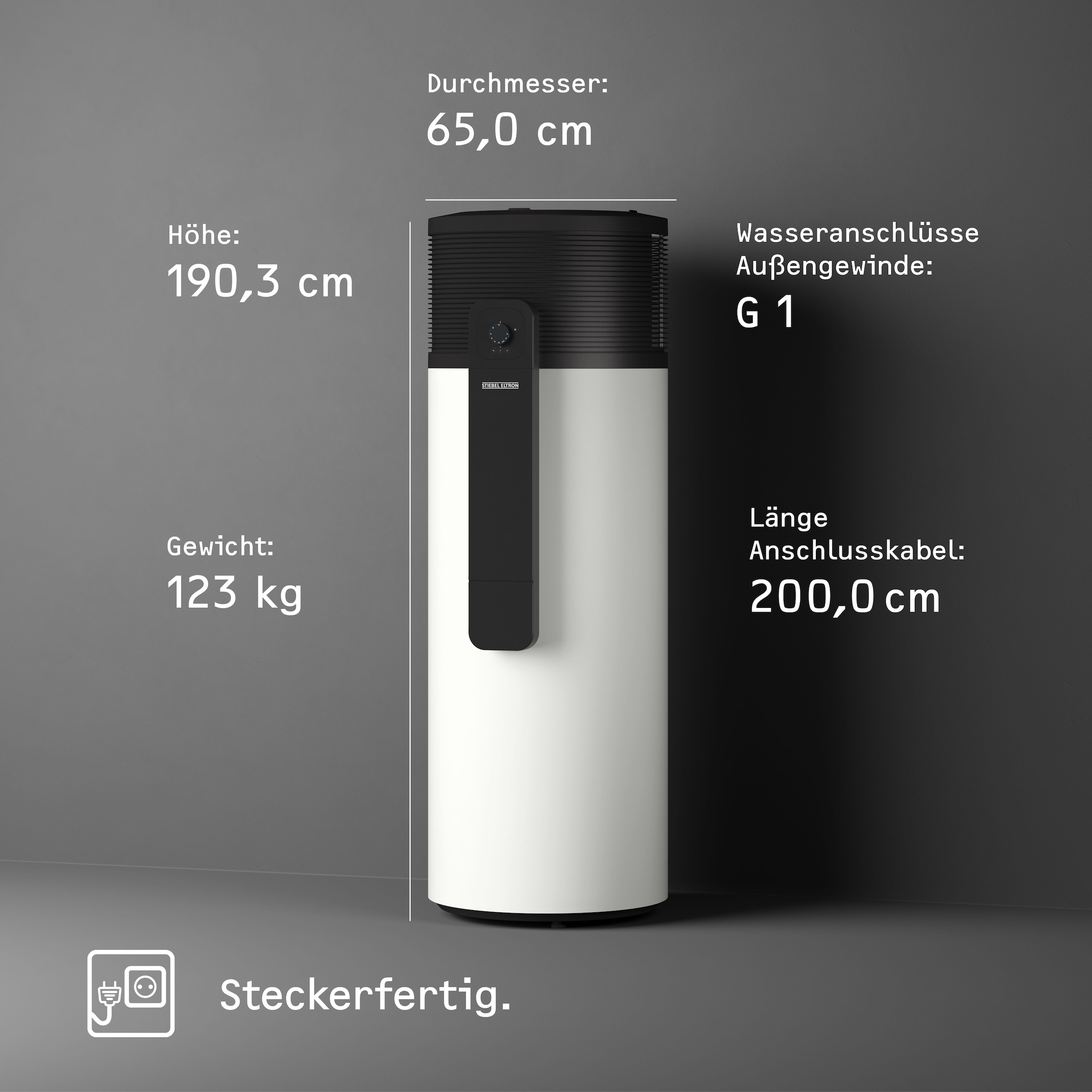 STIEBEL ELTRON Warmwasser-Wärmepumpe »WWK-I 300 W Plus«, App-Bedienung, 300 l, Anschluss externer Wärmerzeuger