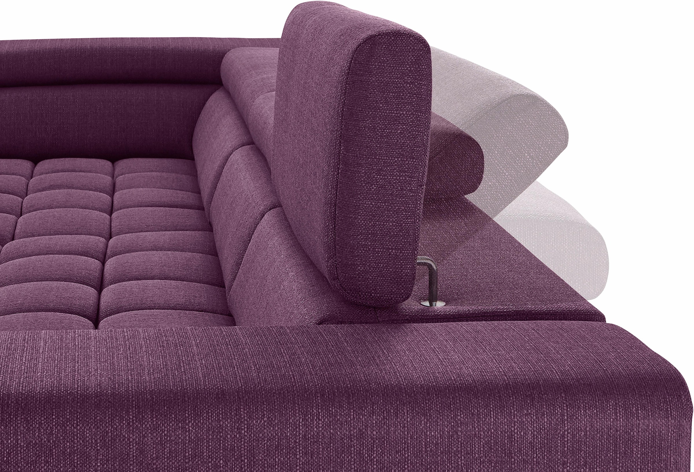 exxpo - sofa fashion Ecksofa »Elias, aktuelle Kreuzsteppung im Sitz, bequem, L-Form«, mit Kopf- bzw. Rückenverstellung, wahlweise mit Bettfunktion