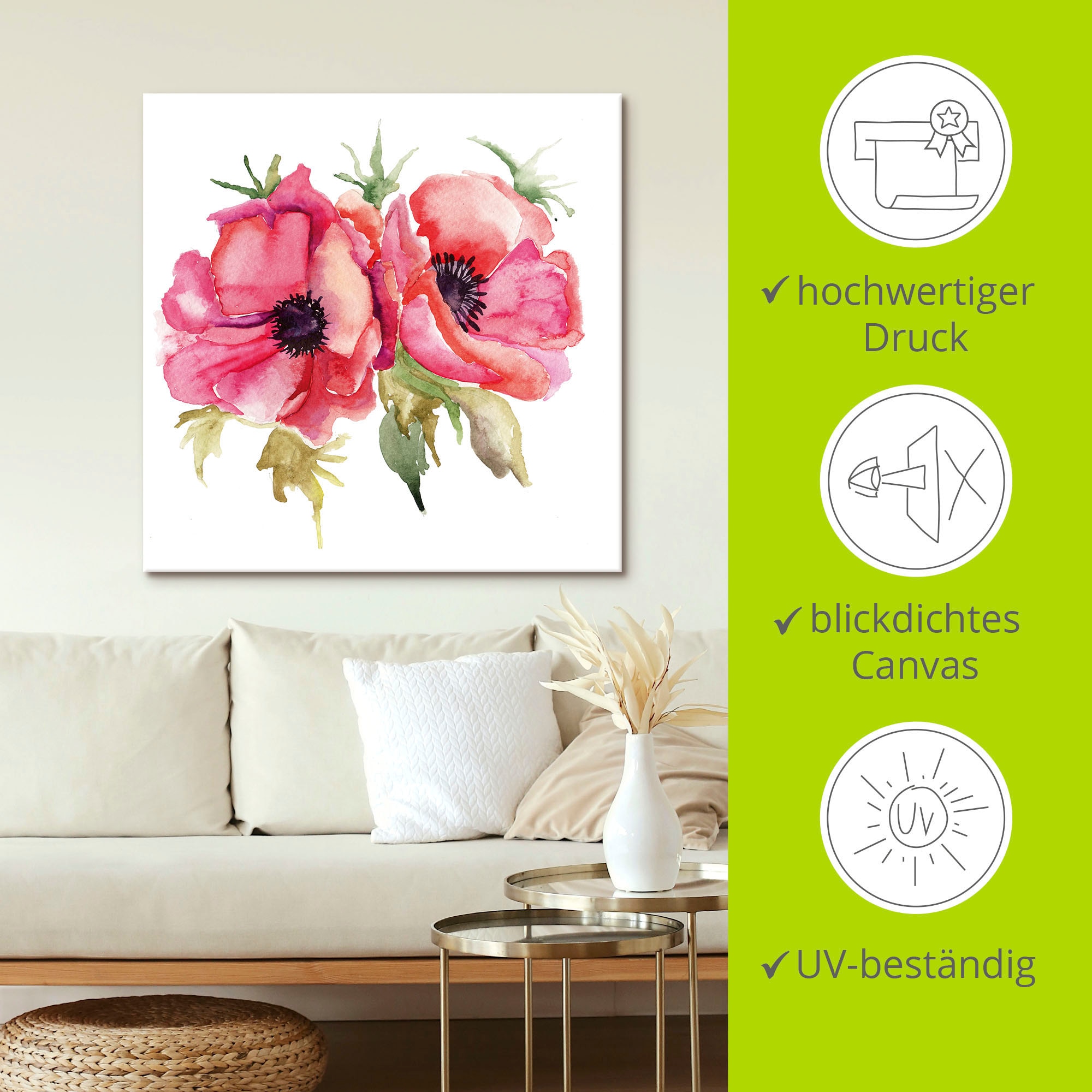 Artland Wandbild »Mohnblumen« Blumen 1 Stk. tlg. als Leinwandbild, Poster in verschied. Größen