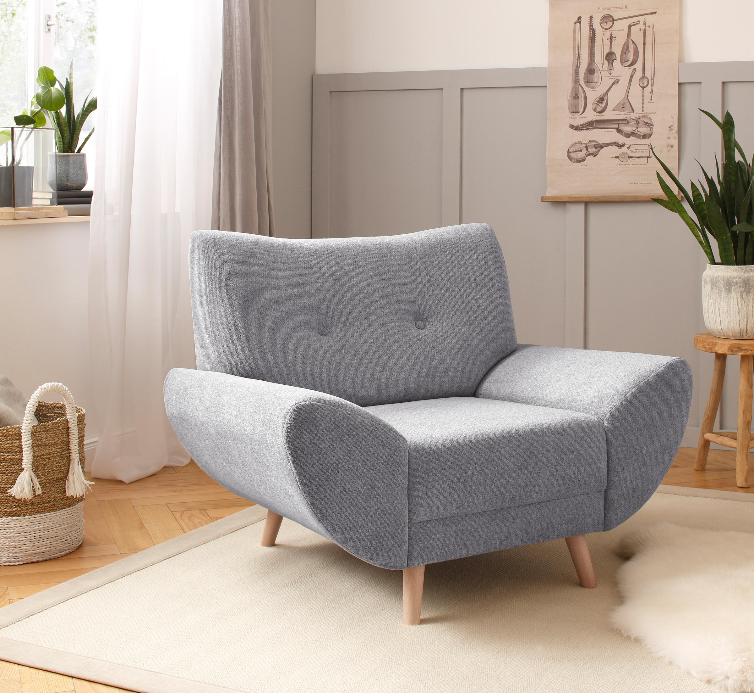 Home affaire Sessel »Basta komfortable Wellenunterfederung, Breite 112cm«