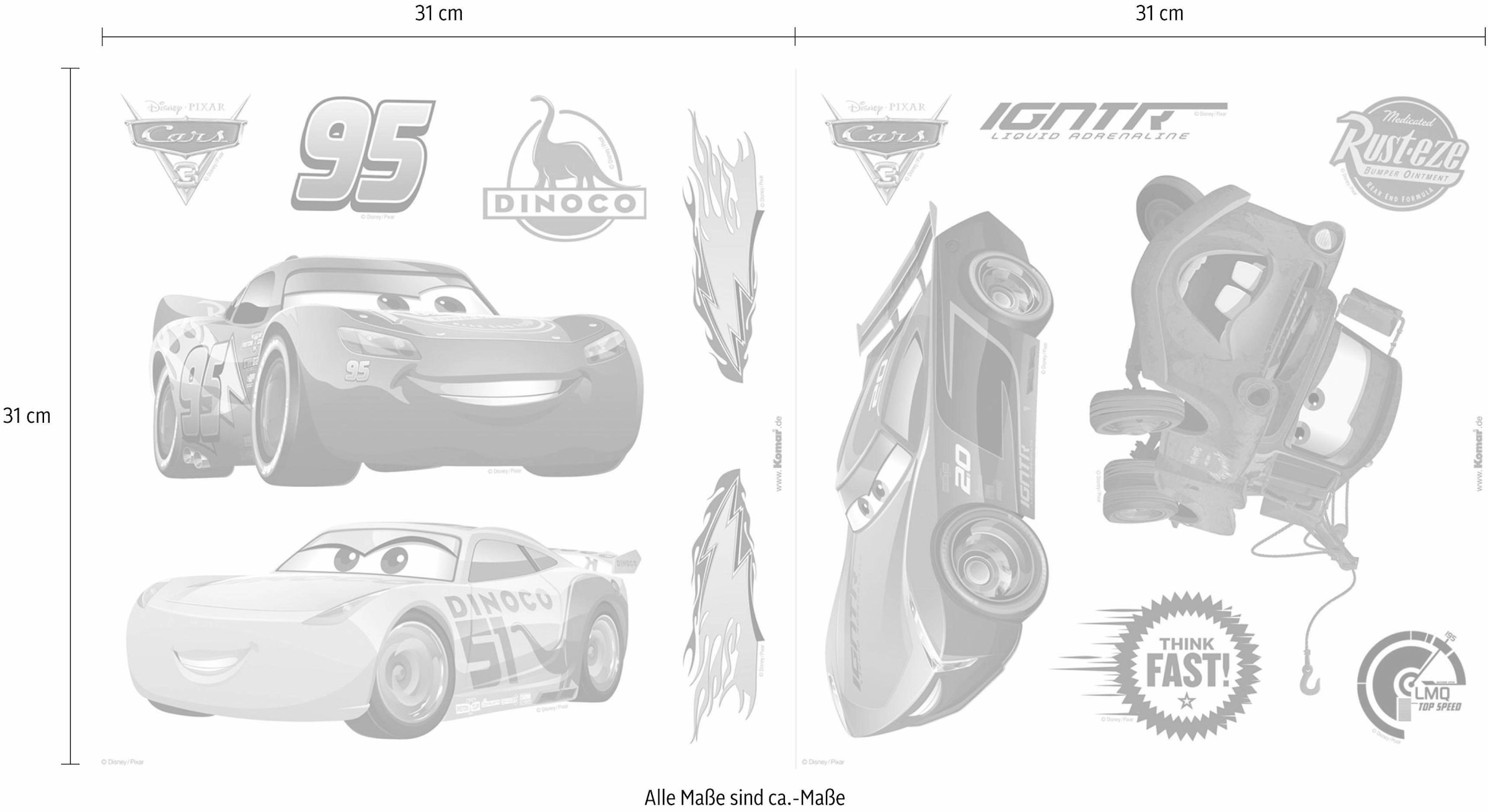 Komar Fensterbild »Cars3« 31x31 cm (Breite x Höhe), selbsthaftend