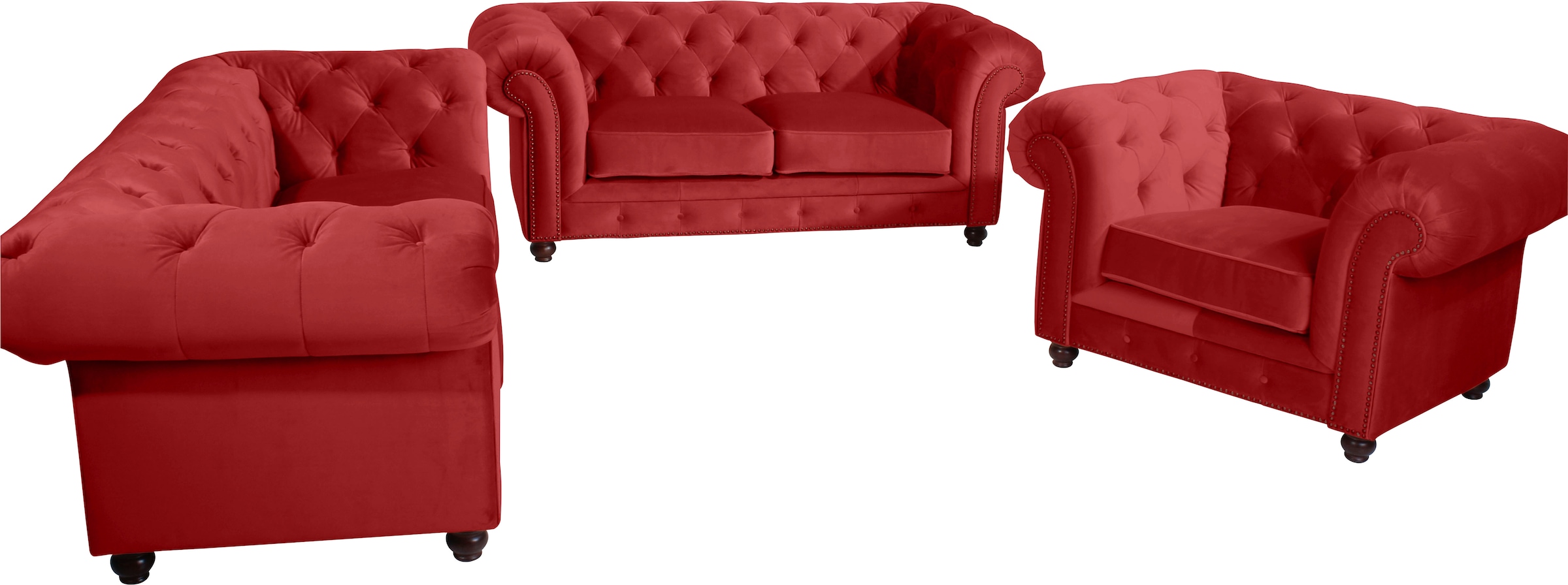 Max Winzer® Chesterfield-Sofa »Old England Sofa 2,5-Sitzer mit edler Knopfheftung, bequem und edel«, hoher Sitzkomfort im Retrolook, Breite 218 cm