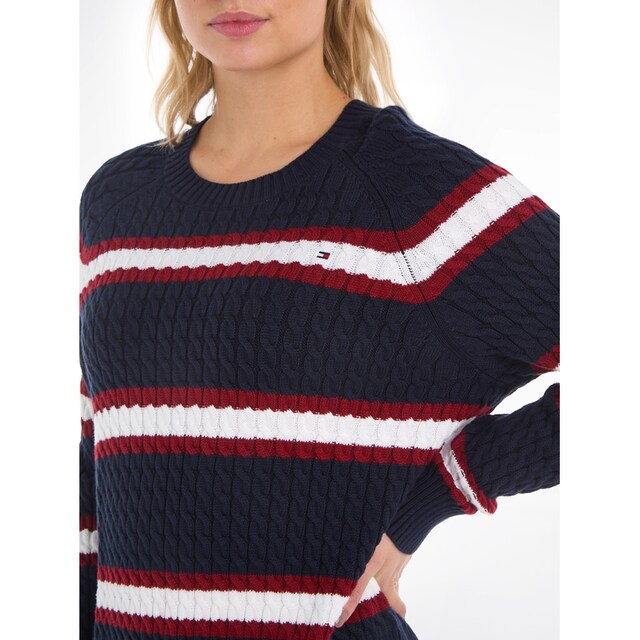 Tommy Hilfiger Strickpullover »CO MINI CABLE C-NECK SWEATER«, mit  Logostickerei bei ♕