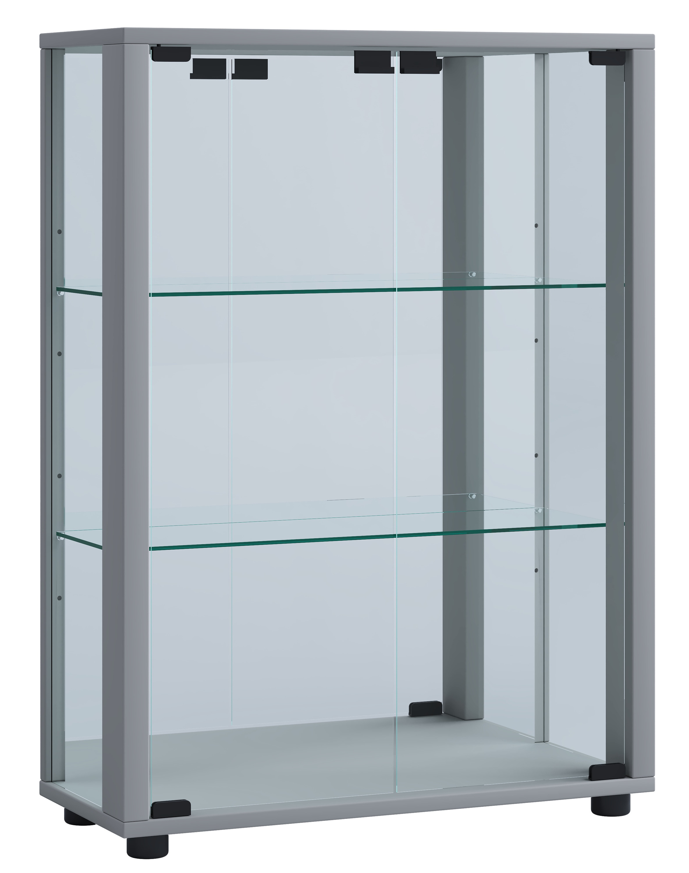 VCM Vitrine »VCM Glasvitrine stehend | Vitrine Glas mit ESG-Sicherheitsglas | Maße ca. H. 80 x B. 60 x T. 25 cm | Standvitrine Glas | Modern und platzsparend | Glas Vitrinenschrank ¿ Sintalo Spiegel«, (1 St.)