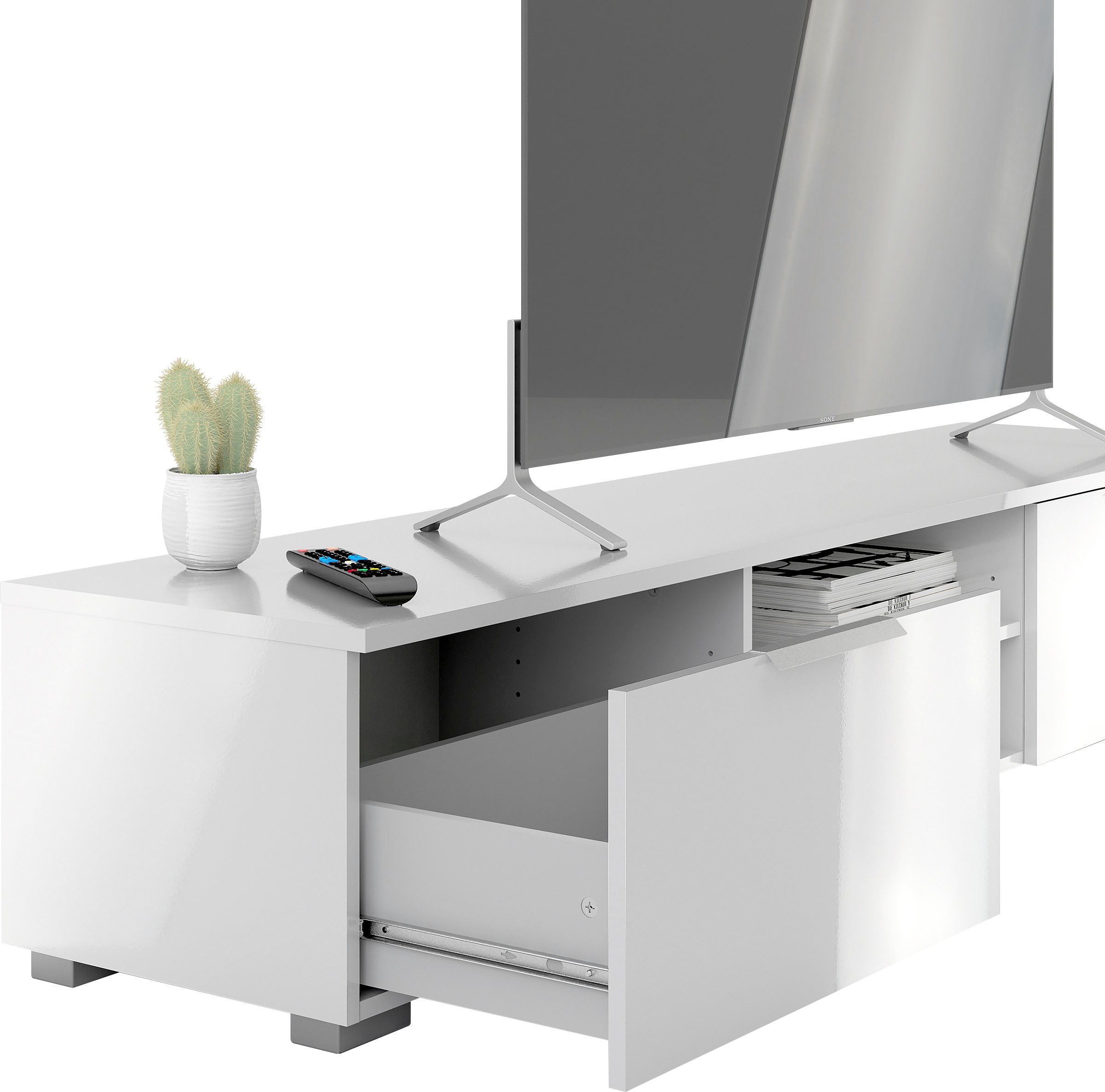 INOSIGN TV-Board »Match, TV-Möbel, Fernsehtisch, TV-Unit, Media-Möbel, Sideboard,«, mit 2 Schubladen und 1 offenen Fach, Breite 172,7 cm, Höhe 33 cm