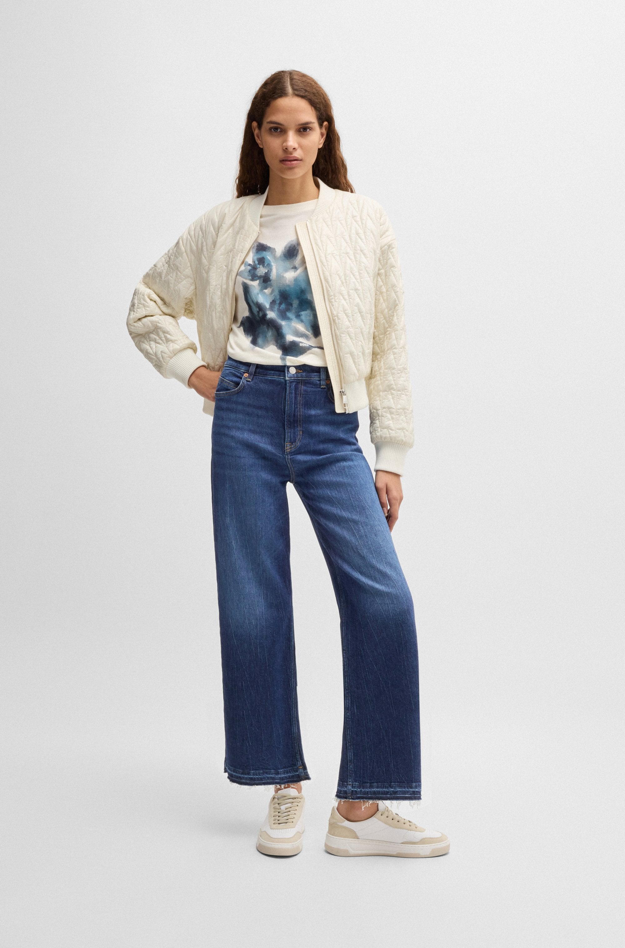 BOSS ORANGE Weite Jeans »Marlene High Rise, High Waist Premium Damenmode«, (BOSS ORANGE DENIM), weite Beinfom, cropped