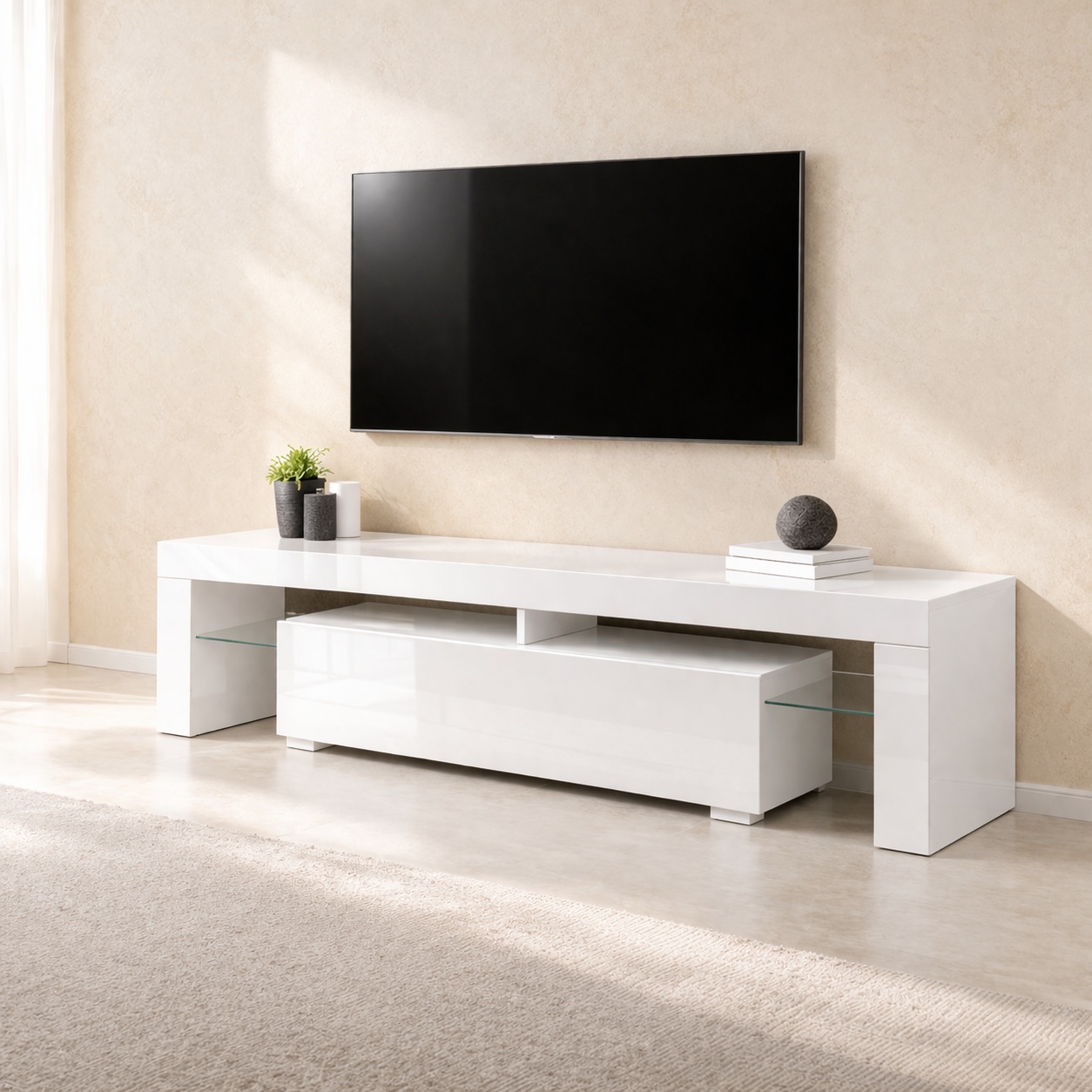 OTTO home Lowboard »MONICA, TV-Board, TV-Kommode, TV-Schrank, TV-Unterschrank, TV-Möbel« Modernes Hochglanz TV-Board in 2 Farben, grifflos mit Push-to-Open