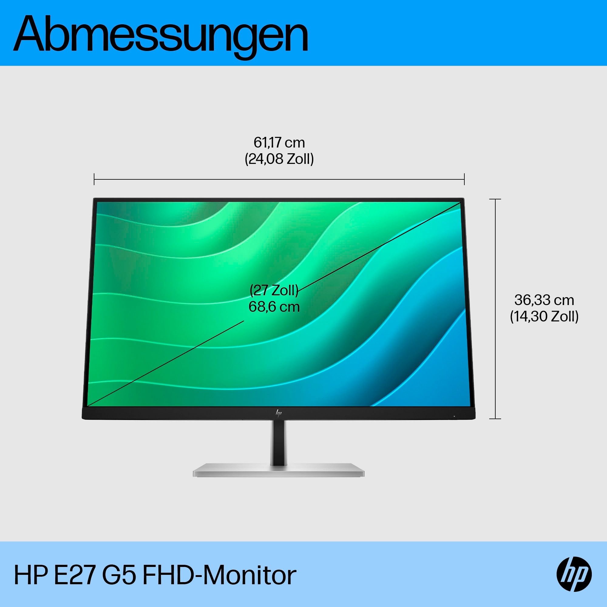 HP LED-Monitor »E27 G5 FHD Monitor«, 68,6 cm/27 Zoll, 1920 x 1080 px, Full HD, 5 ms Reaktionszeit, 75 Hz