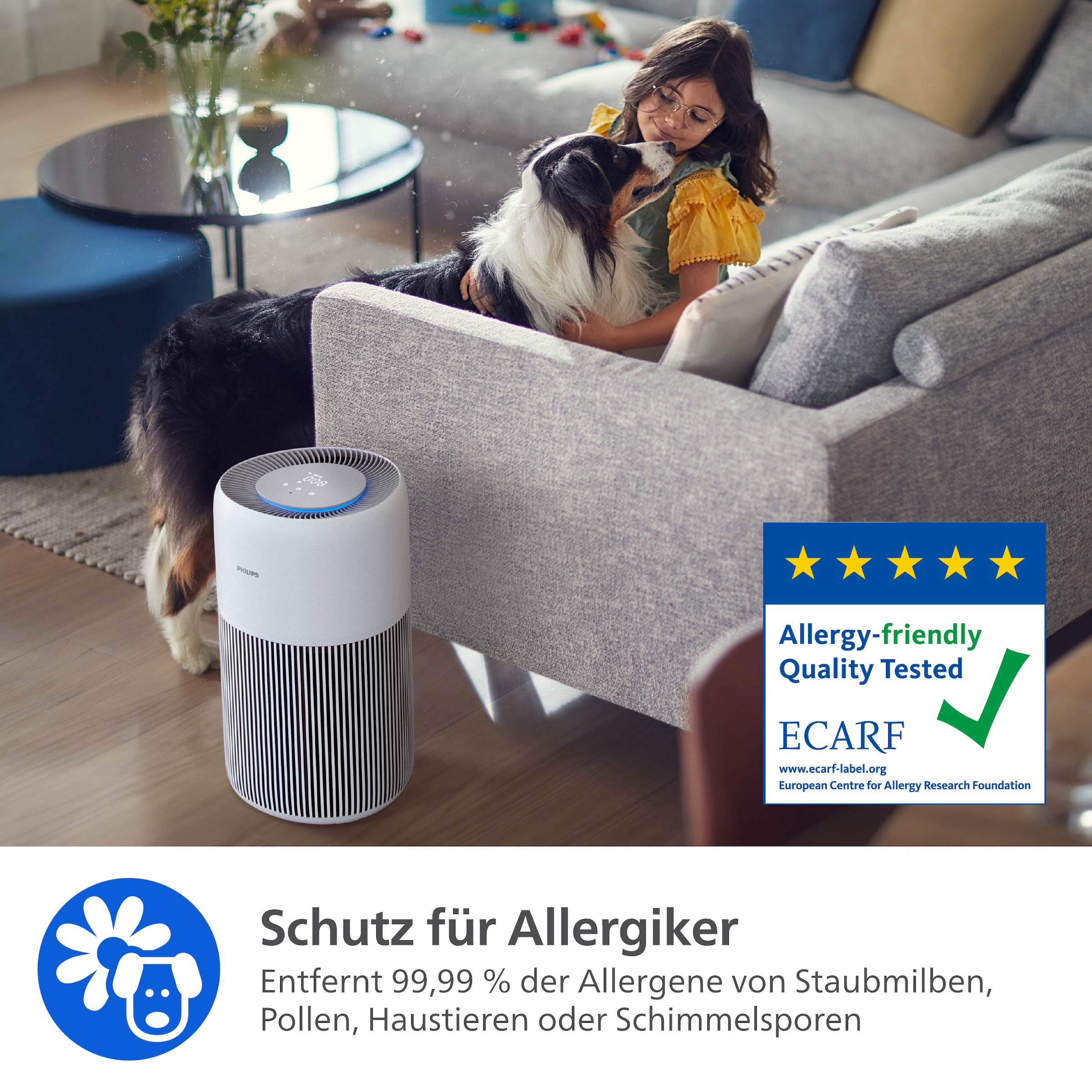 Philips Luftreiniger »AC2220/10 PureProctect Quiet 2200 Series, Luftreinigungsrate 420 m³/h« für 109 qm Räume 3-Schichten-HEPA-Filtersystem, mit App Verbindung, leise