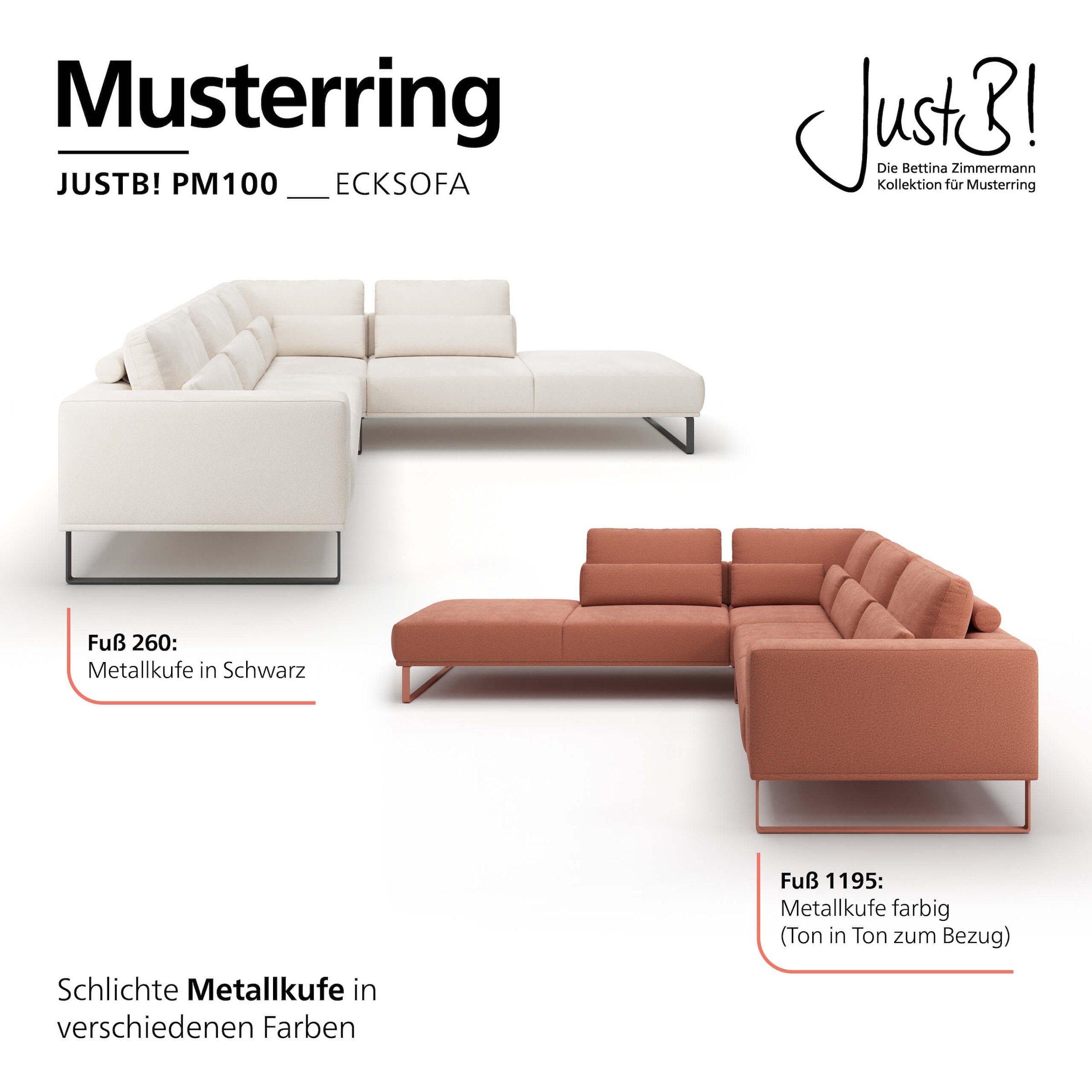 Musterring Ecksofa »JUSTB! PM100, stilvoller Lounge-Komfort von Musterring« Kollektion Bettina Zimmermann, optionaler Sitzvorzug & Fuß-Auswahl