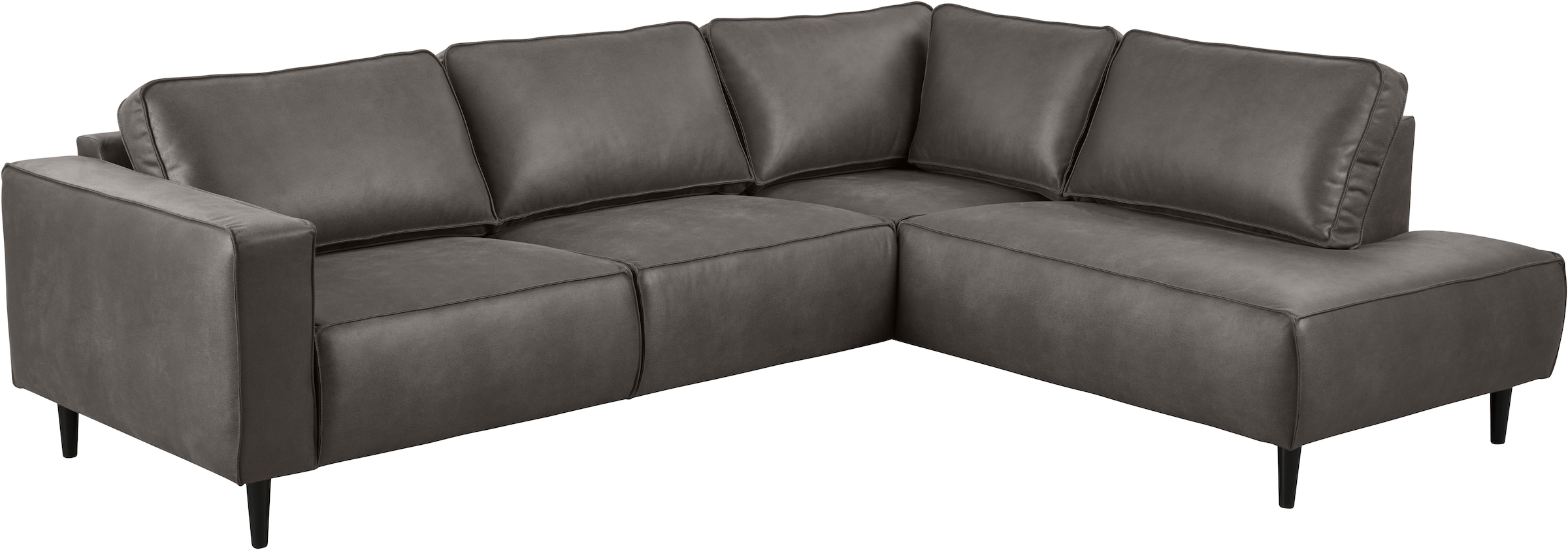 Places of Style Ecksofa »Fumone, Lederoptik oder Soft-Touch Chenille«, Breite 260, mit schwarzen Massivholzfüßen