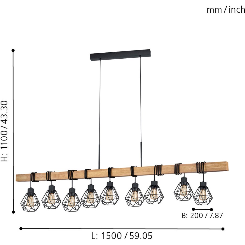 EGLO Pendelleuchte »TOWNSHEND 5«, 9 flammig-flammig