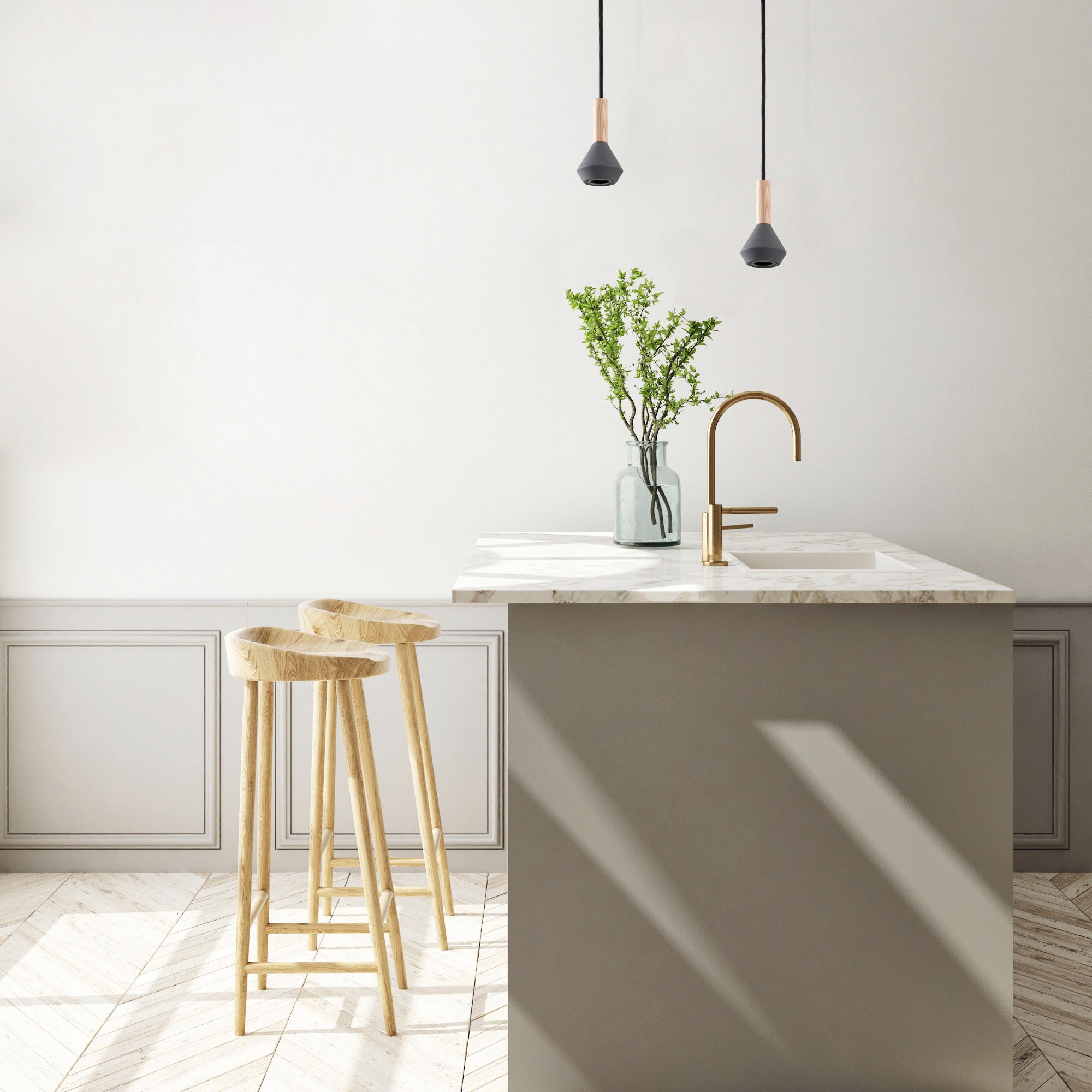 Paco Home Pendelleuchte »MORA«, Leuchtmittel GU10 | ohne Leuchtmittel, Wohnzimmer Esszimmer Klein Modern Holz Metall GU10 Küchenlampe