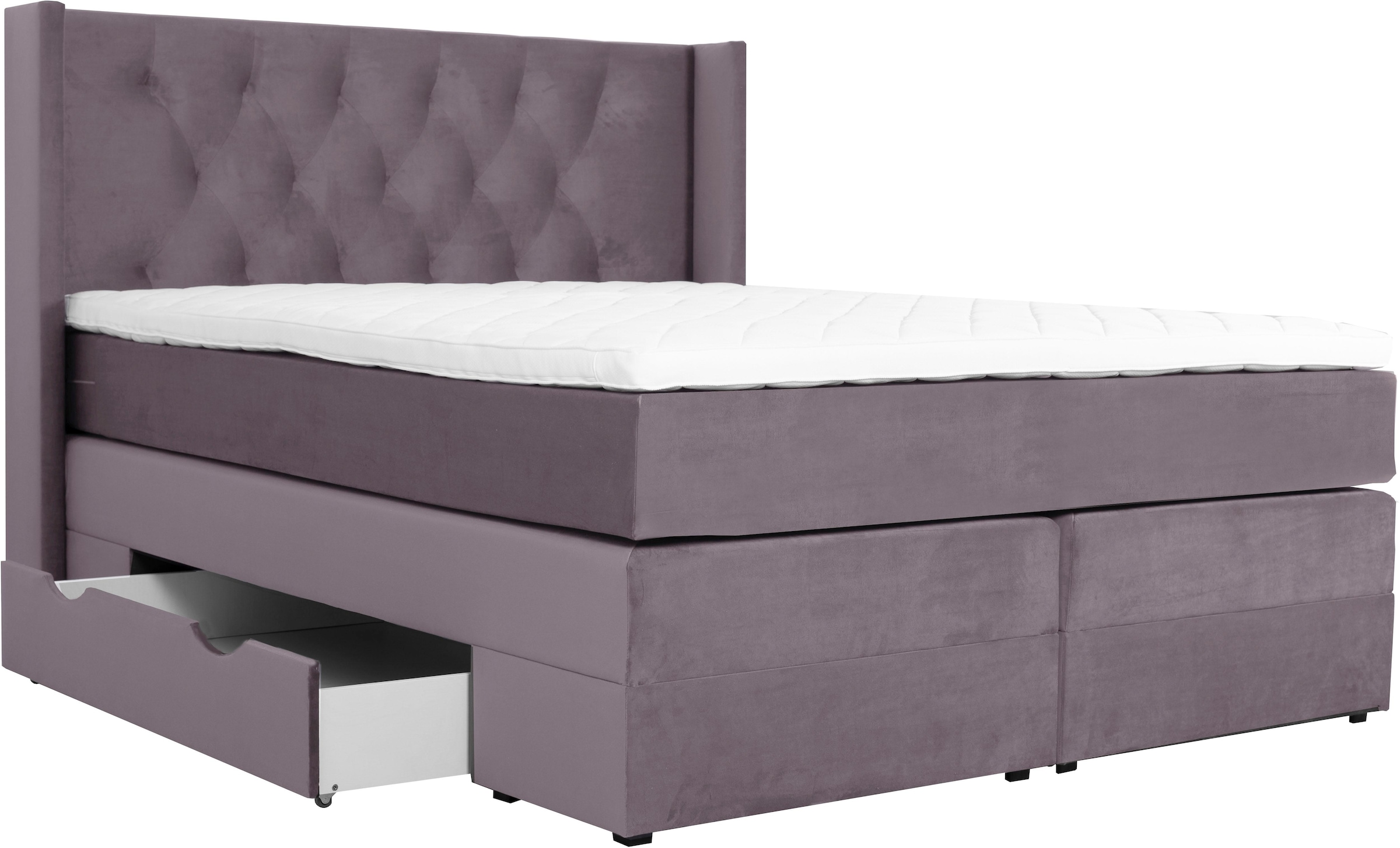 Home affaire Boxspringbett »Elegance« mit schöner Knopfheftung, in den Härtegraden H2 & H3, inkl. Schubladen