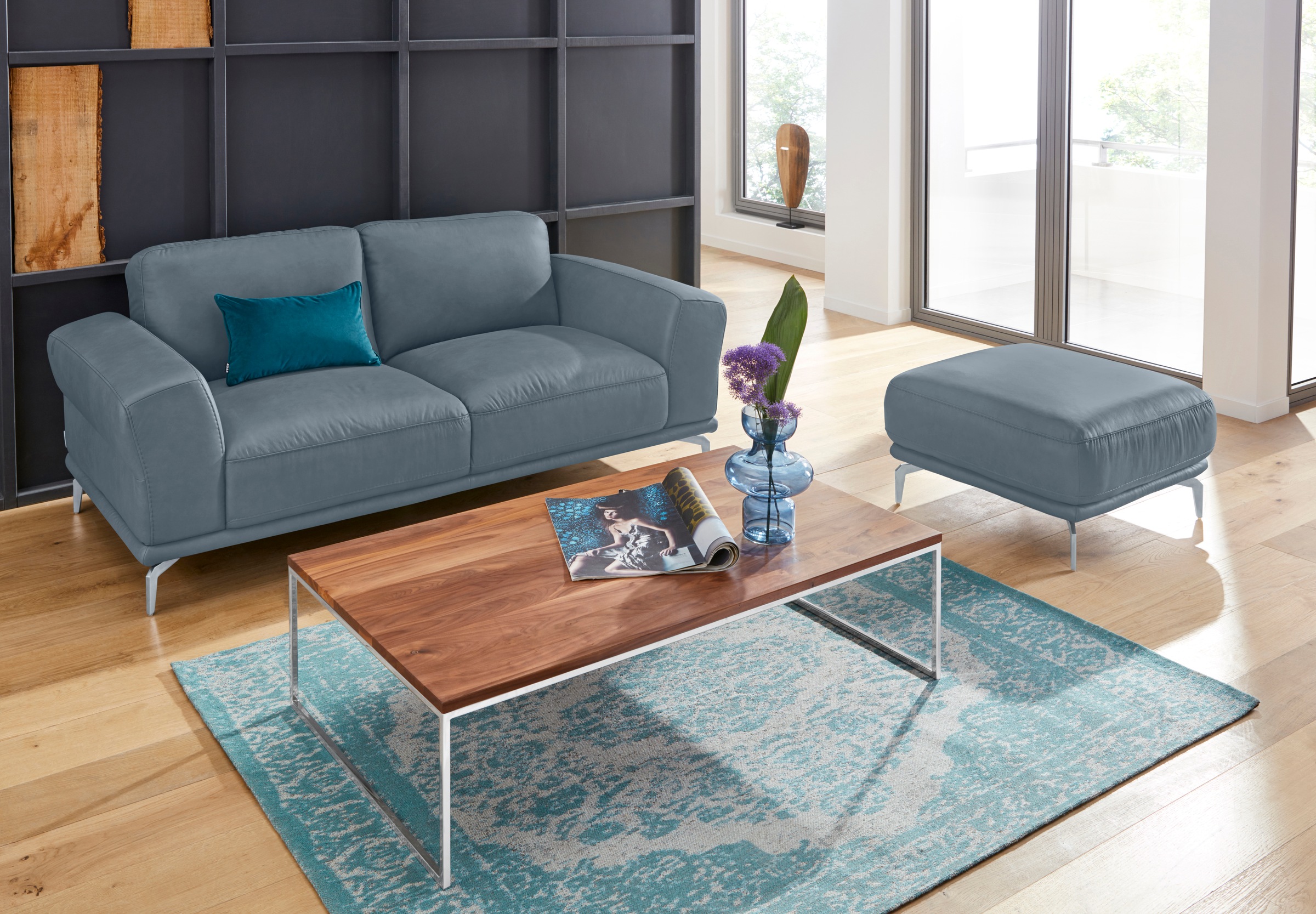 W.SCHILLIG Hocker »montanaa«, mit Metallfüßen in Silber matt, Breite 71 cm