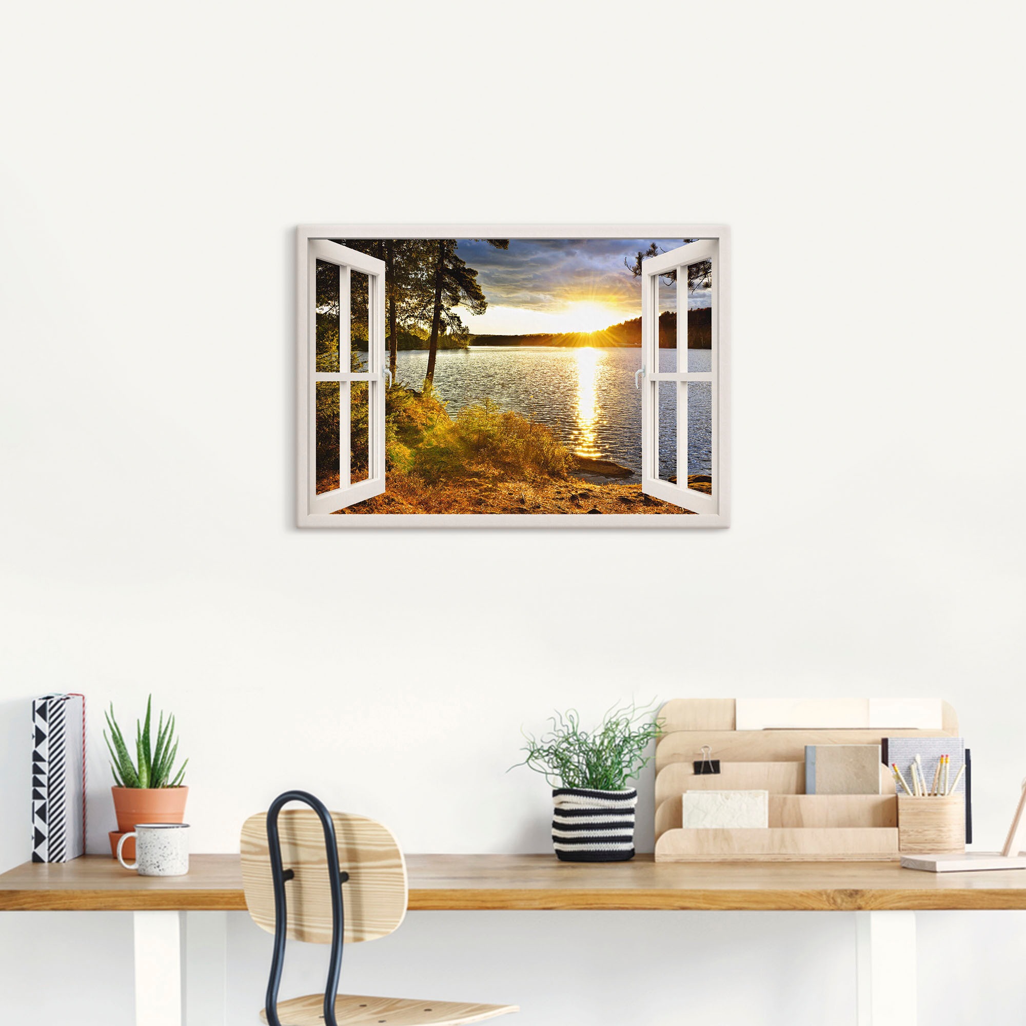 Artland Wandbild »Sonnenuntergang im Algonquin Park«, Fensterblick, (1 St.), als Leinwandbild, Poster, Wandaufkleber in verschied. Größen